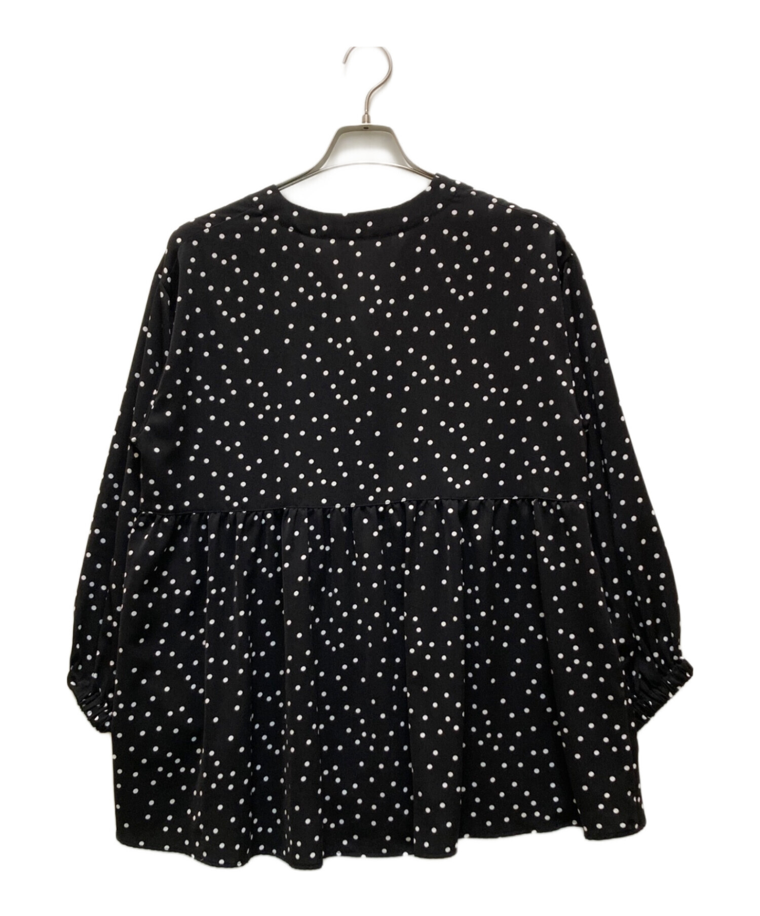 ビアズリー BEARDSLEY ドットブラウス ブラック 水玉