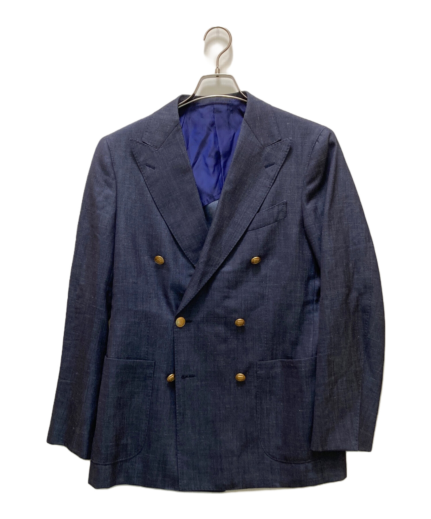 中古・古着通販】BEAMS F (ビームスエフ) デニム調 金釦ダブルブレザー