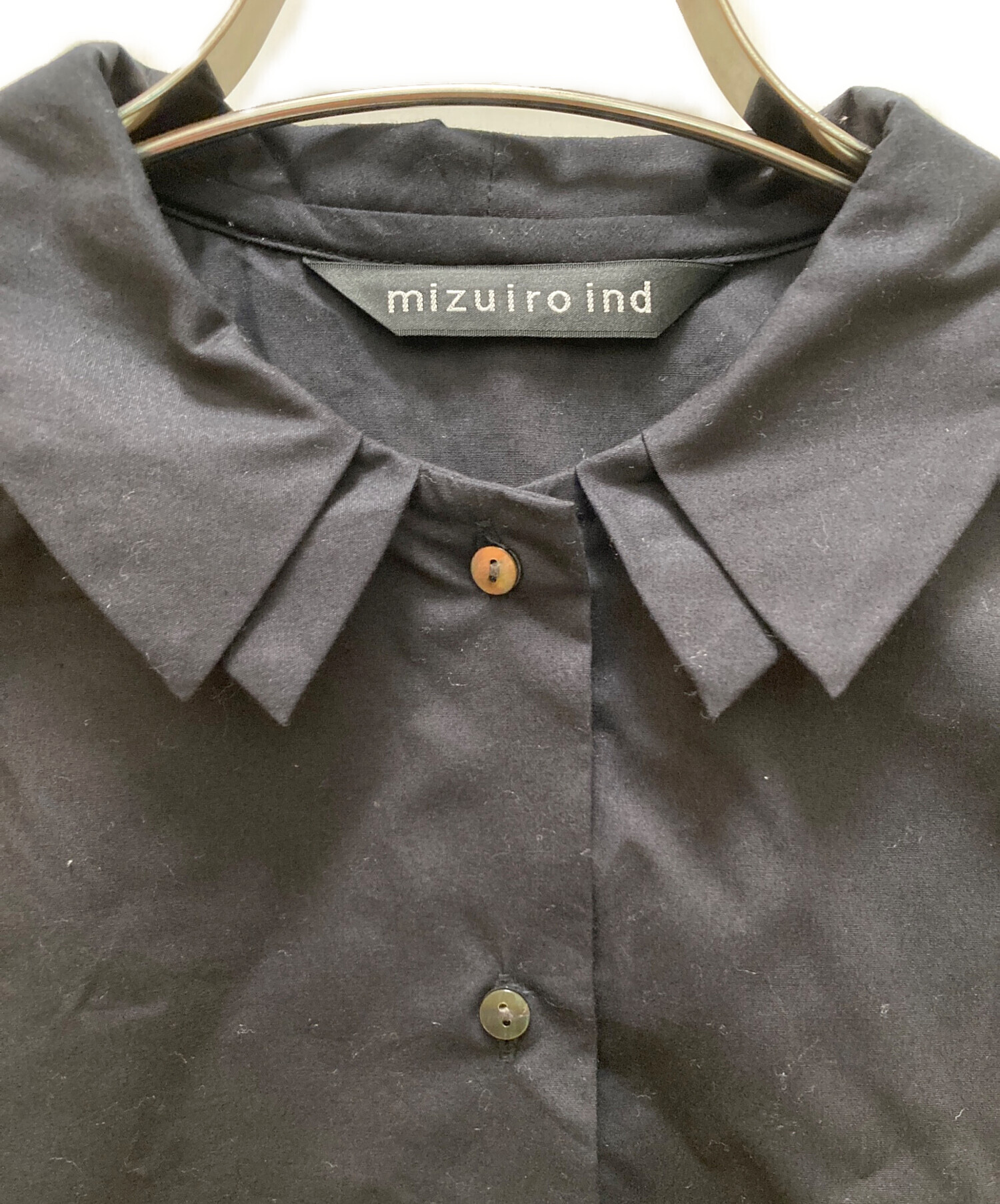 mizuiro ind 新品未使用　シワ加工　オーバーサイズシャツ mizuiro ind ハーフスリーブスタンドカラーワイドシャツ｜ MARcourt