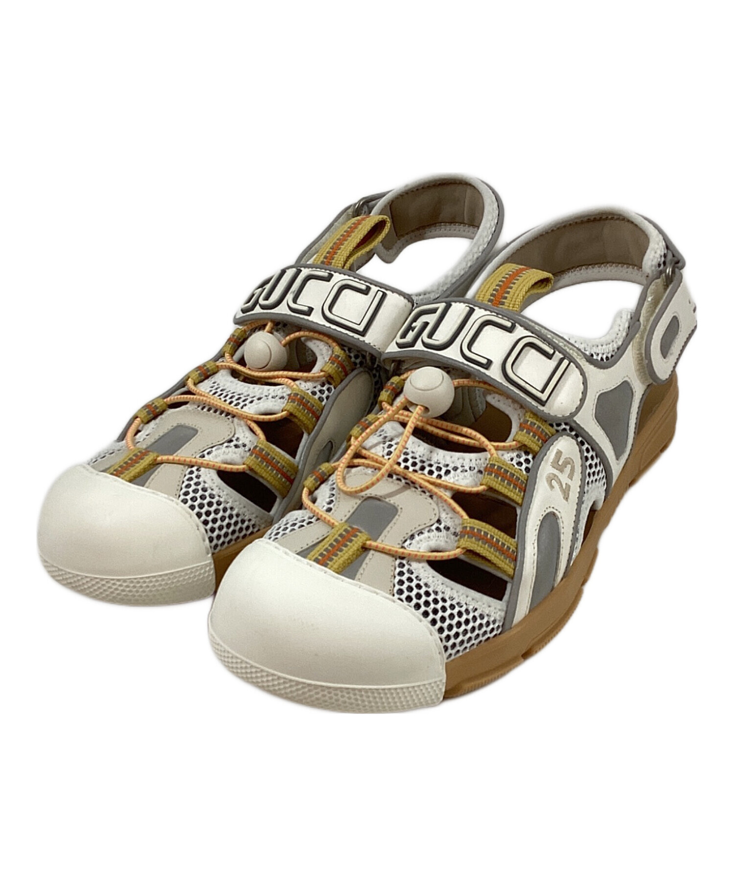 中古・古着通販】GUCCI (グッチ) リフレクトベルクロサンダル ホワイト 