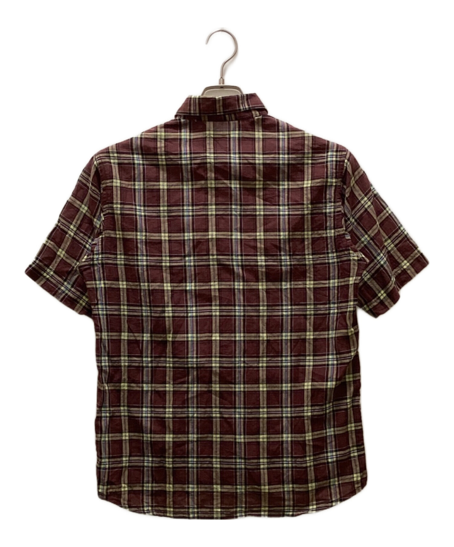 中古・古着通販】stussy (ステューシー) 半袖チェックシャツ ブラウン