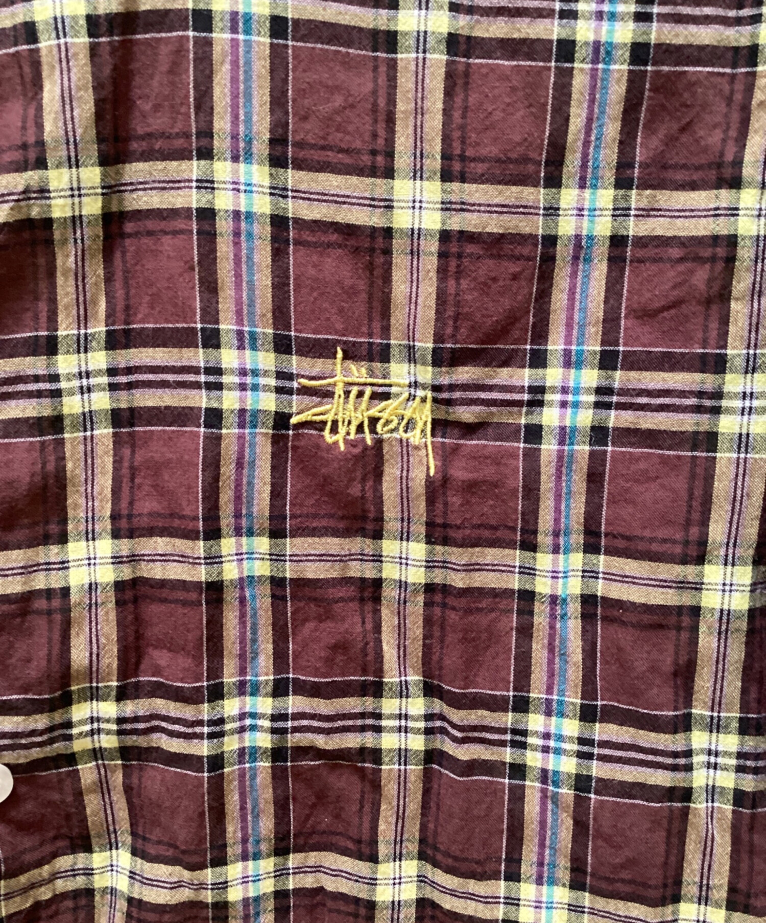 中古・古着通販】stussy (ステューシー) 半袖チェックシャツ ブラウン 
