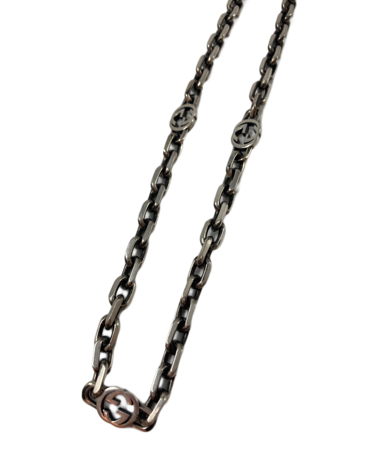 【未使用】GUCCI シルバー チェーンネックレス 中古・古着通販】GUCCI (グッチ) インターロッキングG チェーン