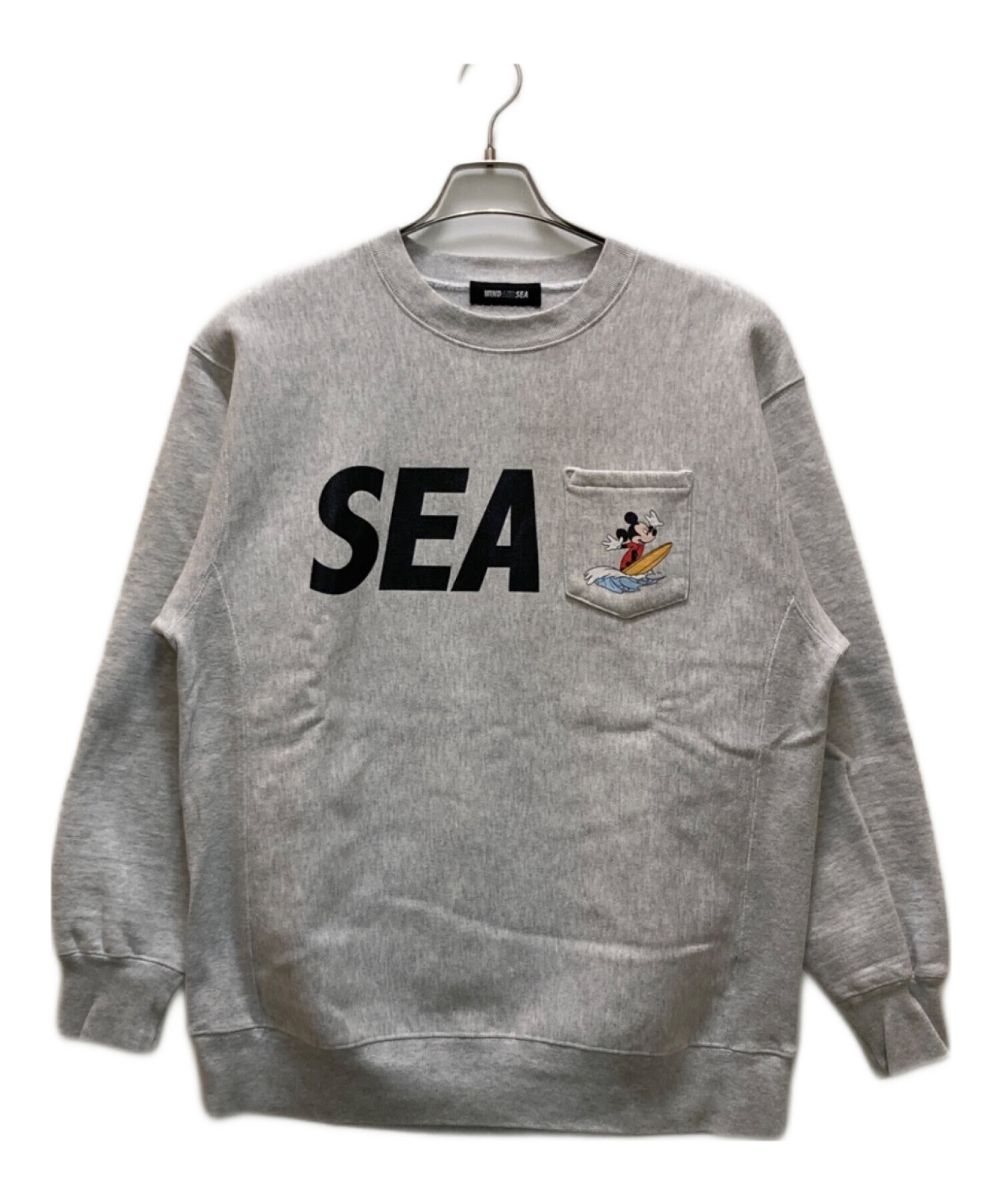 WIND AND SEA ロゴクルーネック グレー Lサイズ 中古・古着通販】WIND 