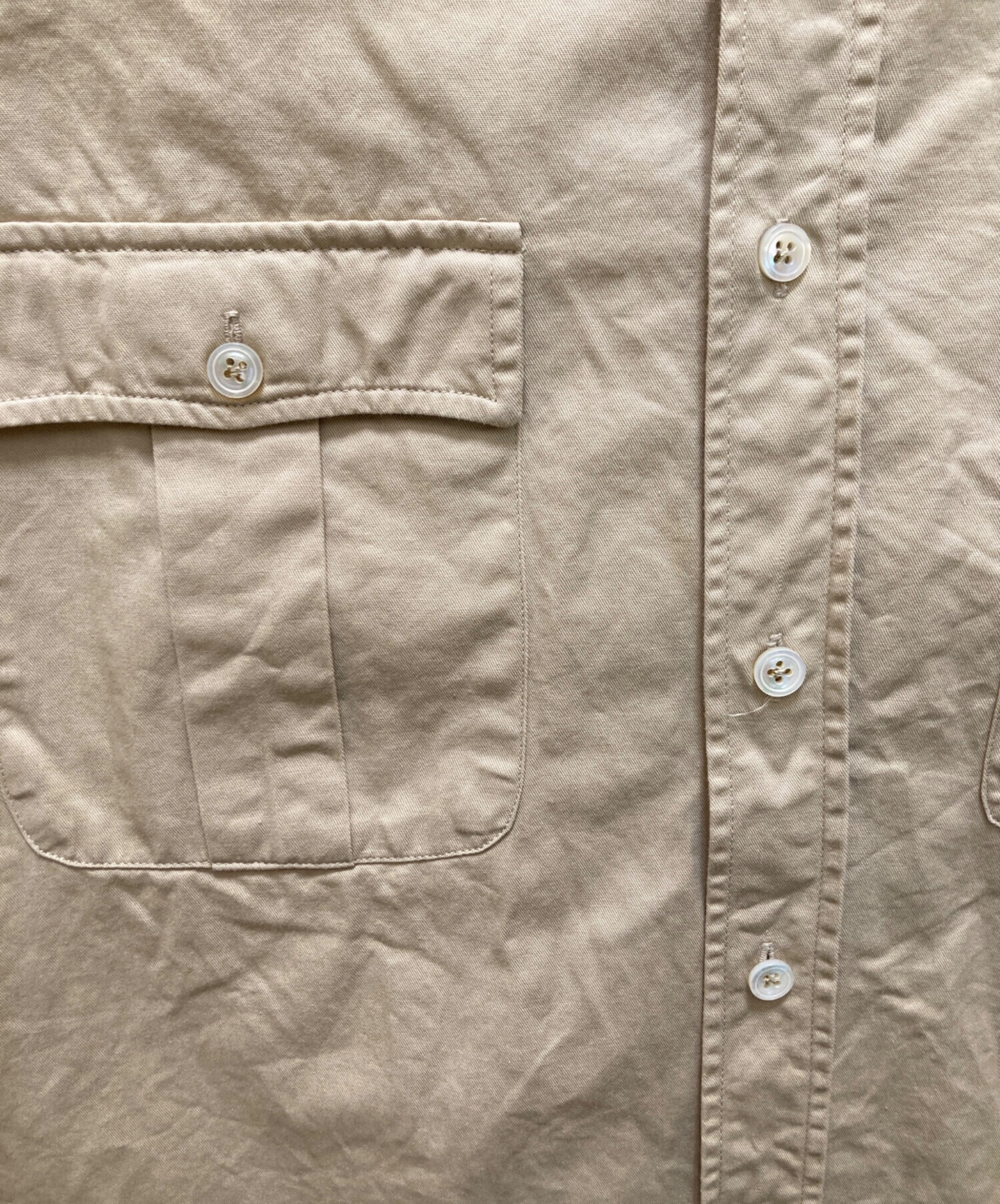 【美品】マリオムスカエッロ スタンドカラーサファリシャツ ベージュ S 中古・古着通販】Mario Muscariello (マリオムスカリエッロ) スタンド