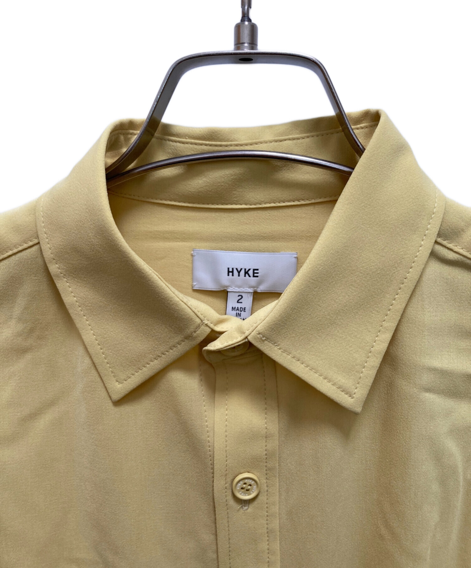 中古・古着通販】HYKE (ハイク) ギャザーシャツドレス イエロー サイズ