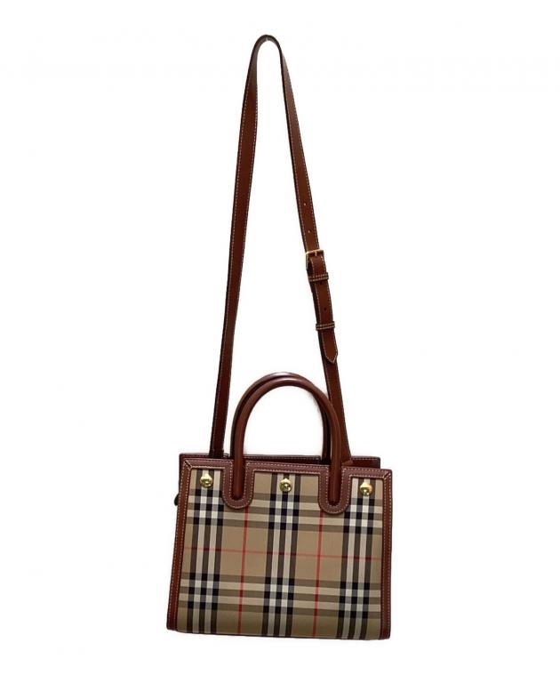 BURBERRY ミニ ヴィンテージチェック ツーハンドル タイトルバッグ Burberry Mini Vintage Check Two-handle Title Bag Archive Beige New