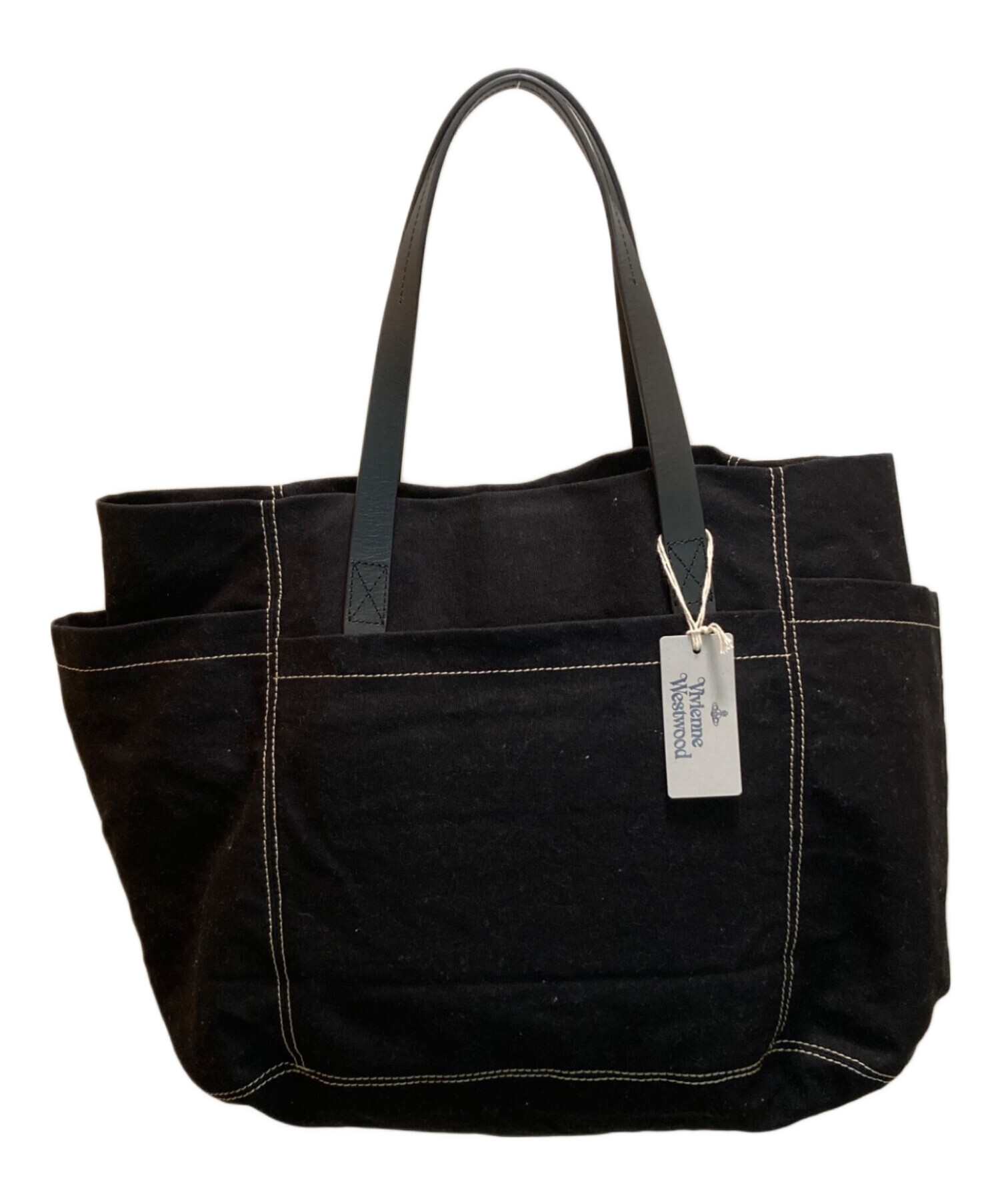 【中古】Vivienne Westwood ヴィヴィアンウエストウッド CANVAS ショルダーバッグ アジア限定 ブラック ヴィヴィアン 黒 コットン キャンバス ORB ロゴ ステッチ A2600196【無料ギフトラッピング承ります】 Vivienne Westwood（ヴィヴィアンウエストウッド） ボディバッグ CITY