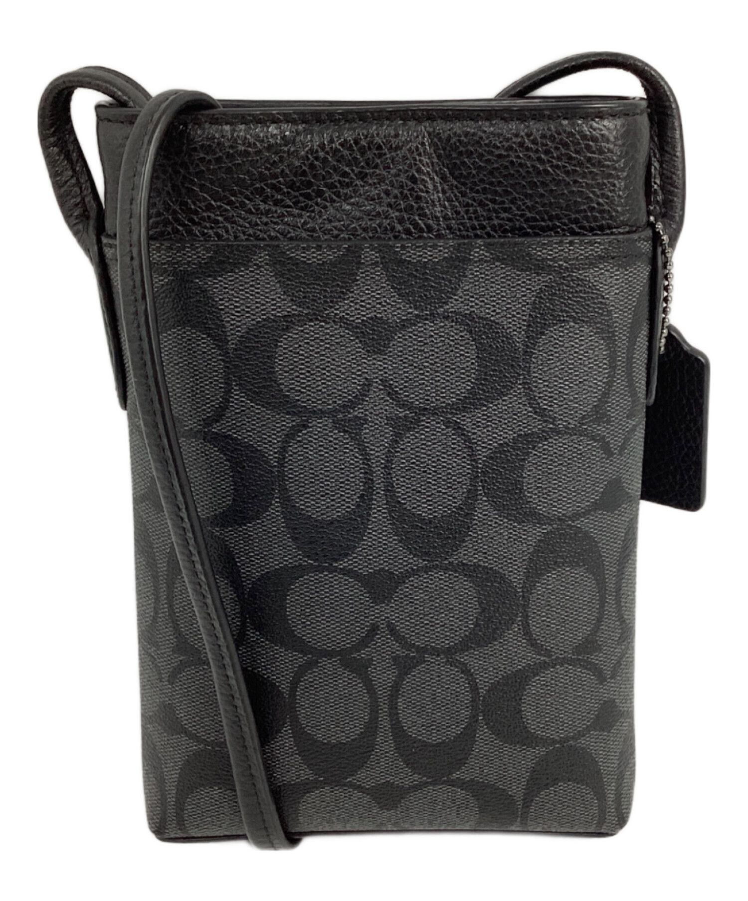 中古・古着通販】COACH (コーチ) レザーショルダーバッグ ブラック