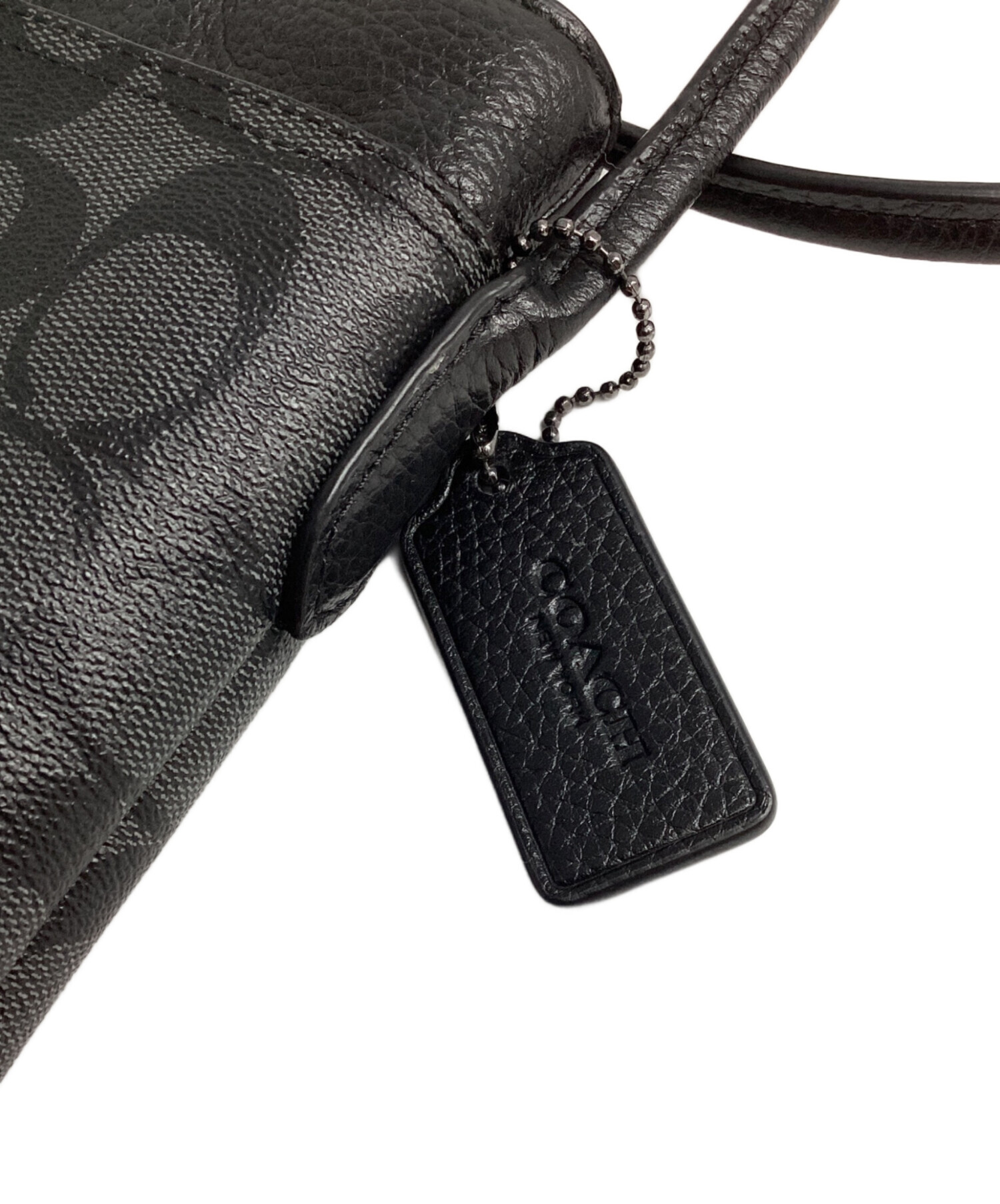 中古・古着通販】COACH (コーチ) レザーショルダーバッグ ブラック