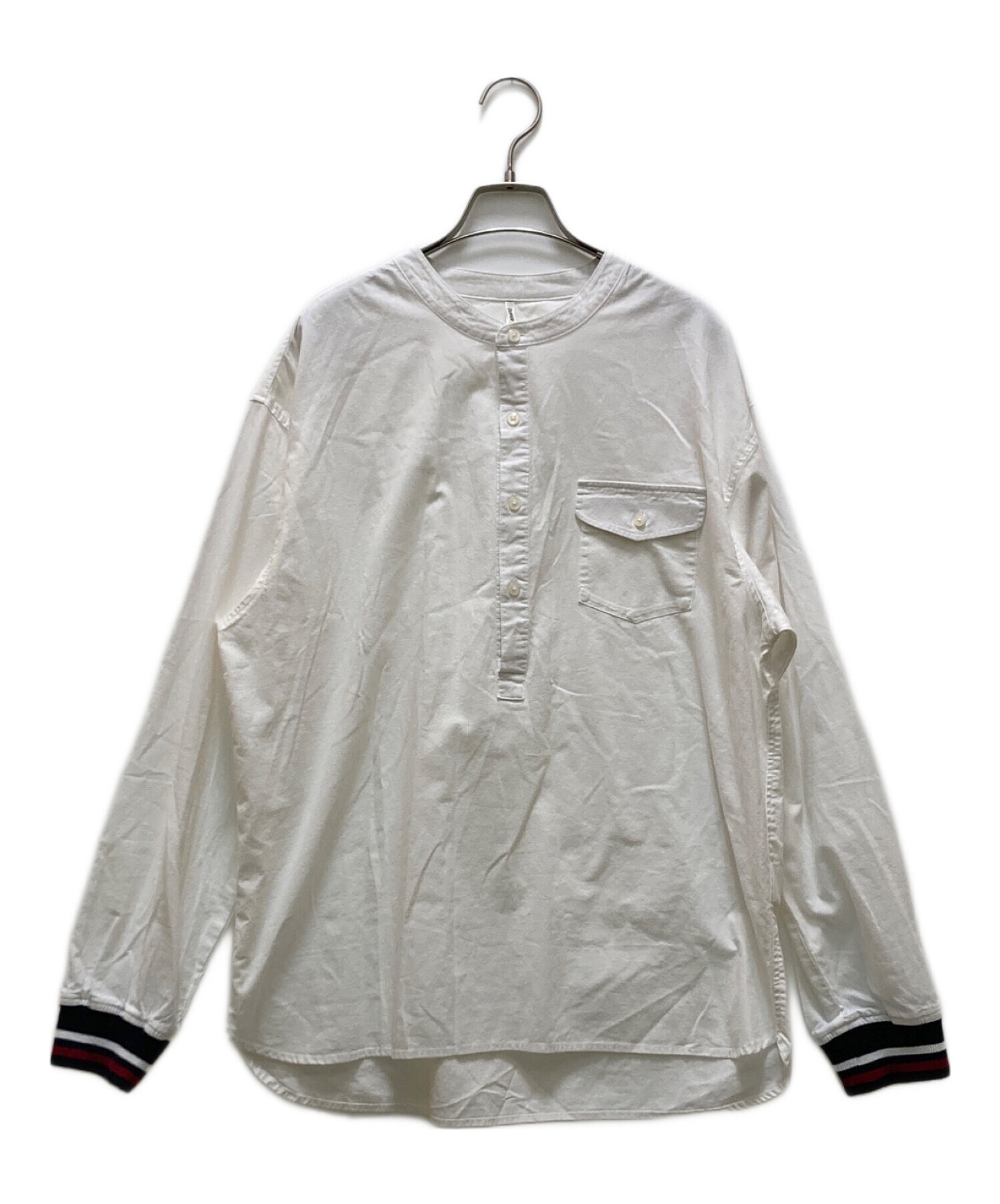 The DUFFER of  (ザ ダファーオブセントジョージ) ノーカラーリブシャツ ホワイト サイズ:L