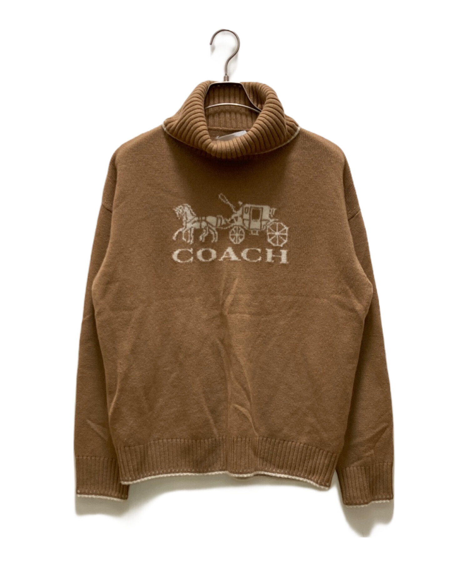 COACH ベージュ タートルネックセーター 中古・古着通販】COACH (コーチ) オーバーサイズド ホース アンド
