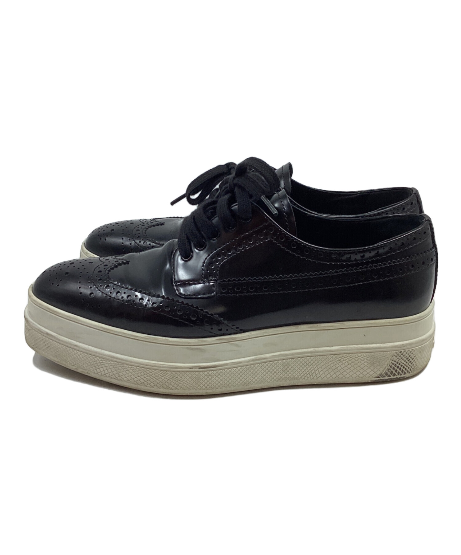 中古・古着通販】PRADA (プラダ) ウイングチップスニーカー ブラック