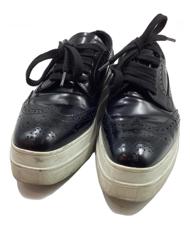 中古・古着通販】PRADA (プラダ) ウイングチップスニーカー ブラック