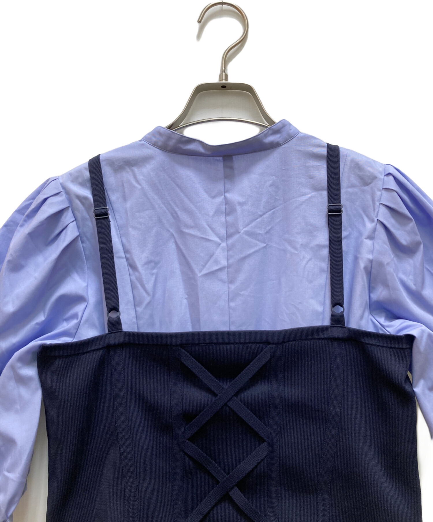 美品✨ ブルーレーベルクレストブリッジ ニットビスチェシャツドレス Sサイズ 中古・古着通販】BLUE LABEL CRESTBRIDGE (ブルーレーベルクレスト