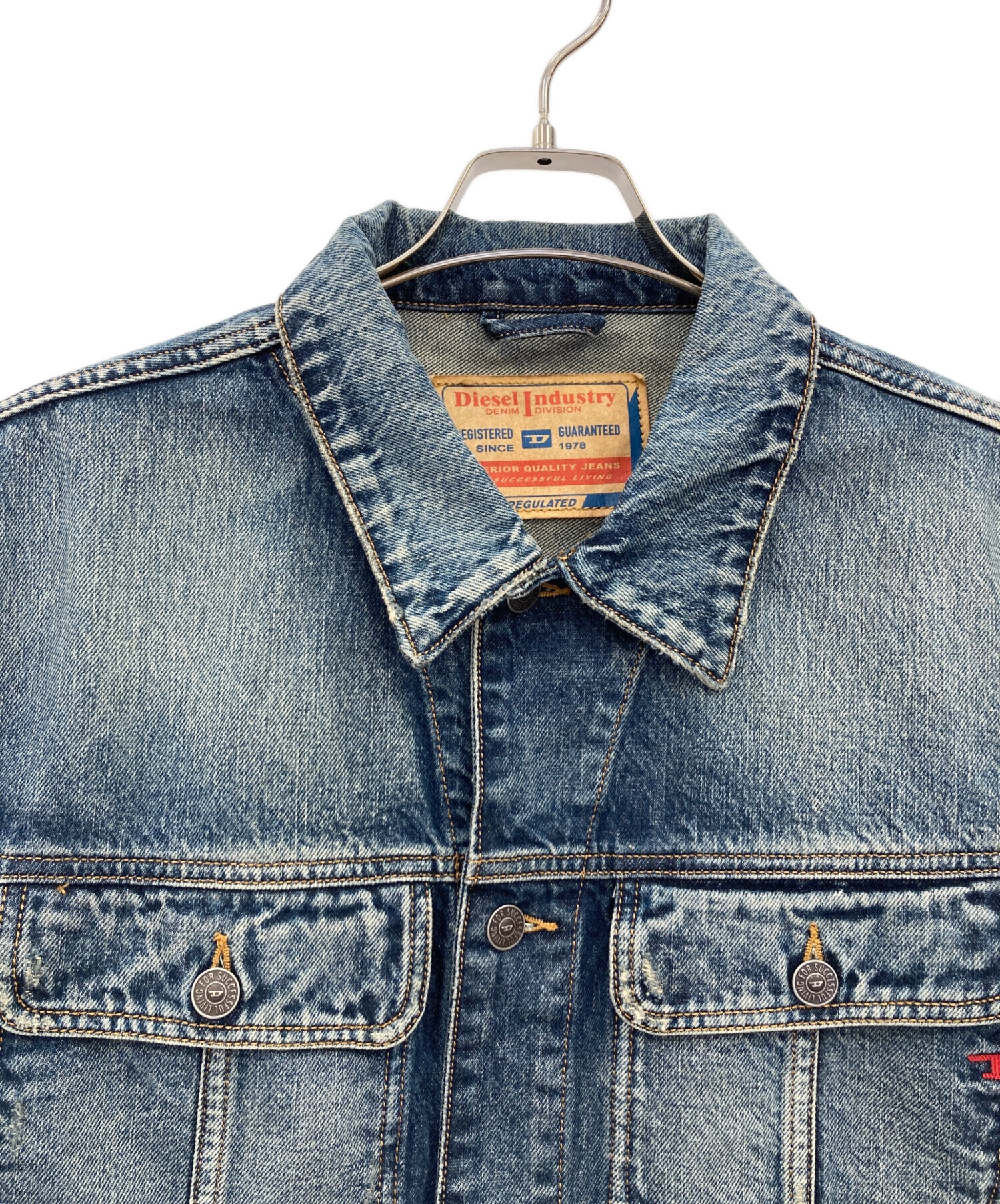 ディーゼル　ダメージ加工デニムジャケット 中古・古着通販】DIESEL (ディーゼル) ダメージ加工デニムジャケット