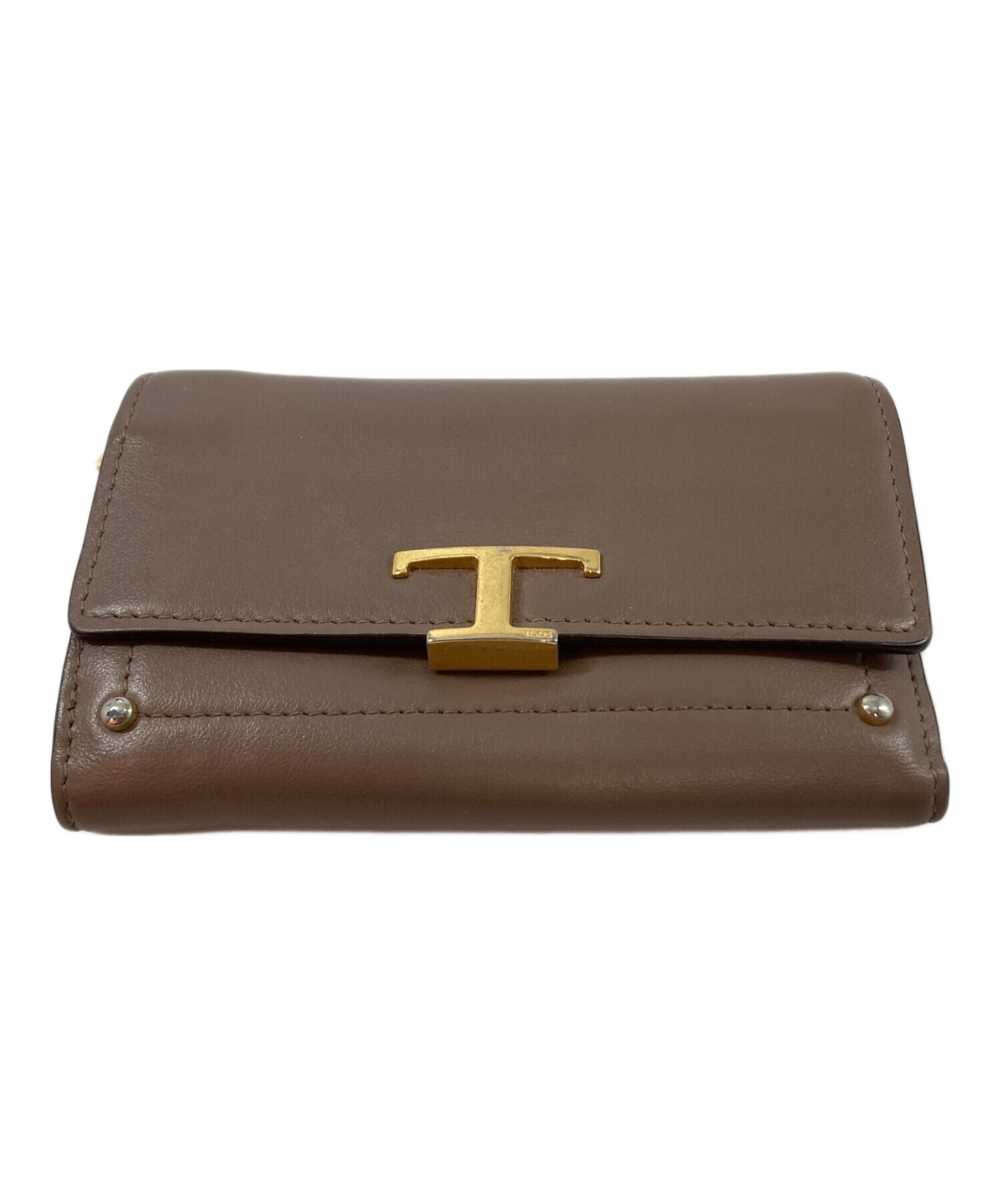 TOD'S トッズ 財布・ケース - 茶 【古着】【中古】 中古・古着通販】TOD'S (トッズ) 3つ折り財布 ベージュ｜ブランド