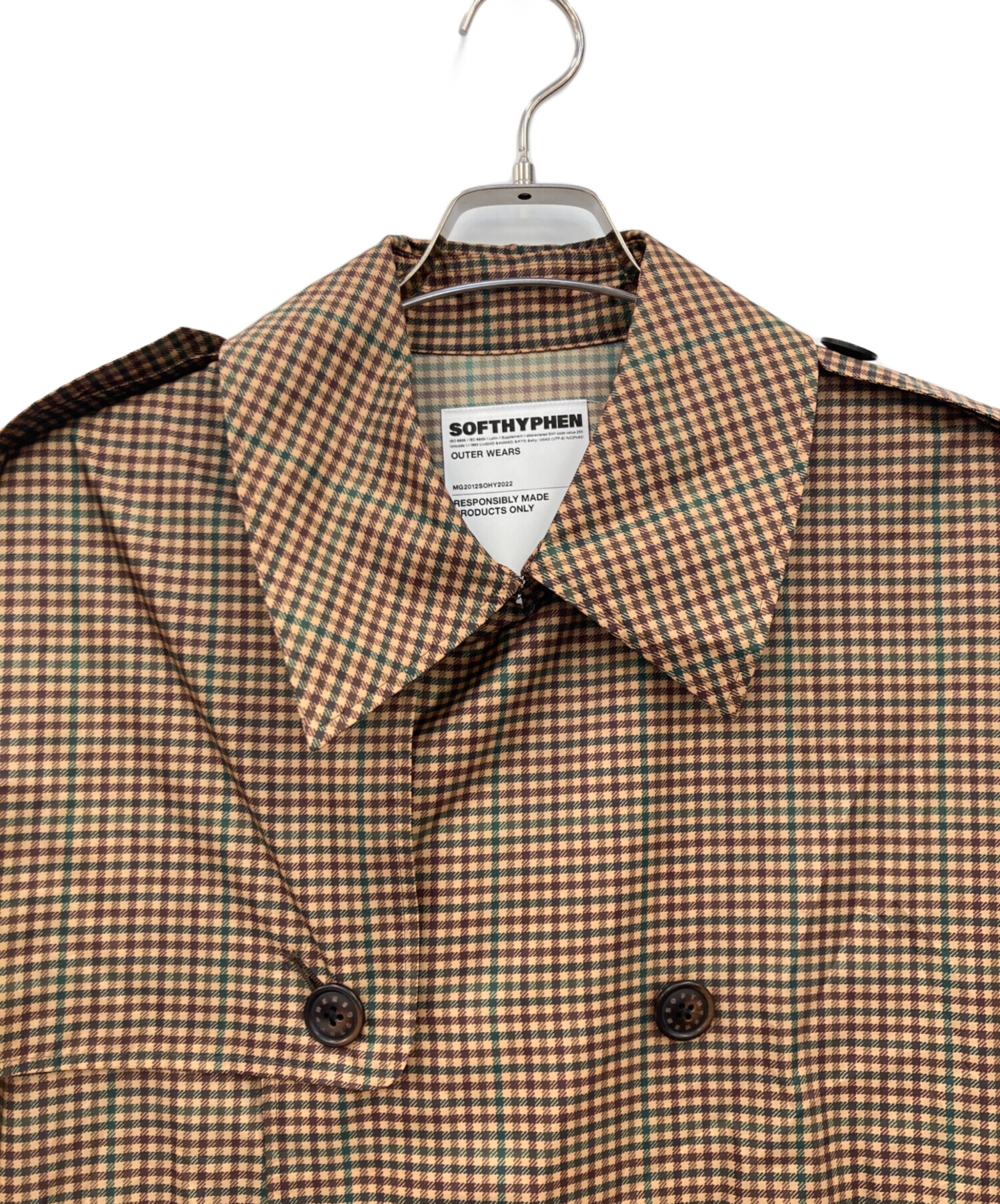 中古・古着通販】SOFTHYPHEN (ソフトハイフン) GUN CLUB CHECK TRENCH 