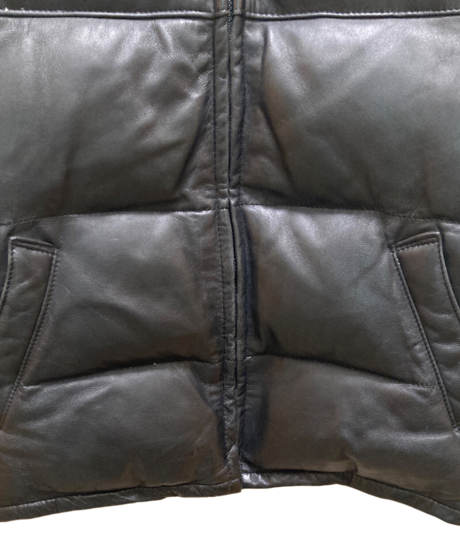 中古・古着通販】Schott (ショット) レザーダウンジャケット ブラック