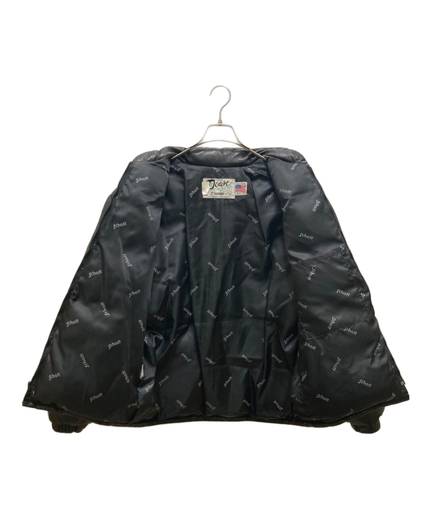 中古・古着通販】Schott (ショット) レザーダウンジャケット ブラック