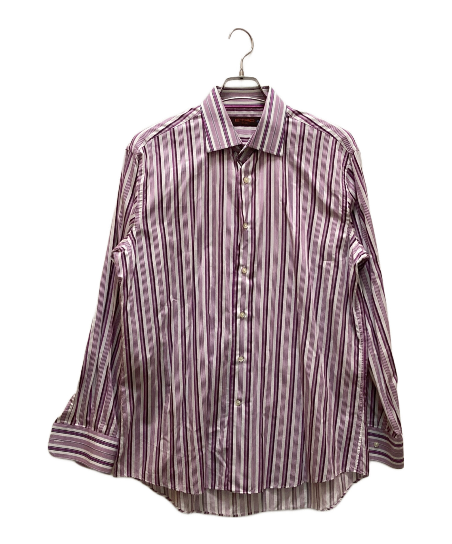 中古・古着通販】ETRO (エトロ) ストライプワイドカラーシャツ