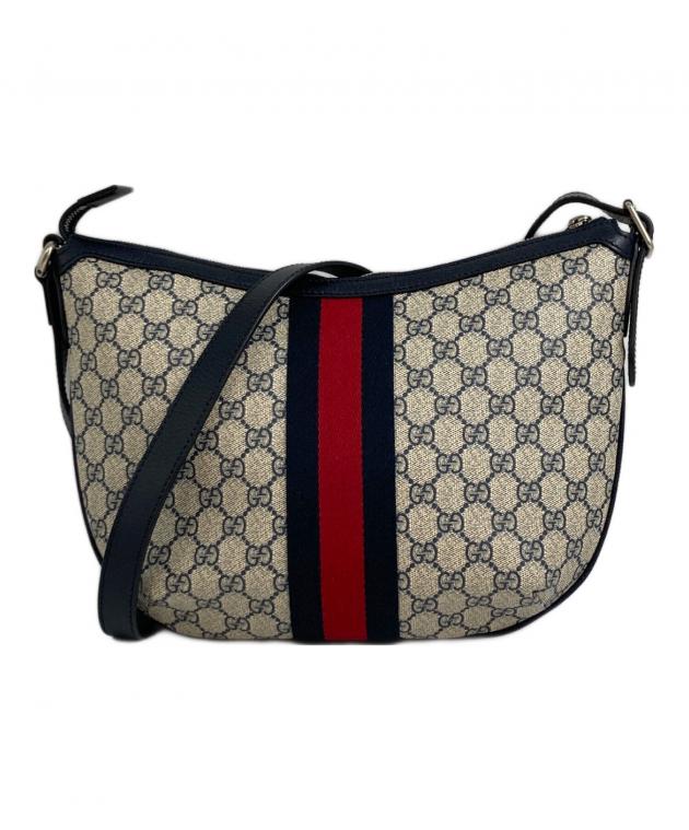 Gucci ショルダーバッグ ネイビー/ベージュ 中古・古着通販】GUCCI (グッチ) ショルダーバッグ ベージュ×ネイビー