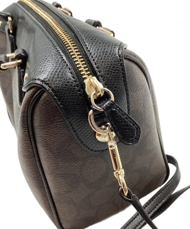 コーチ COACH ミニベネット 2wayバッグ ブラック上品でエレガントな万能 COACH（コーチ） シグネチャー ミニベネットサッチェル ショルダー付き