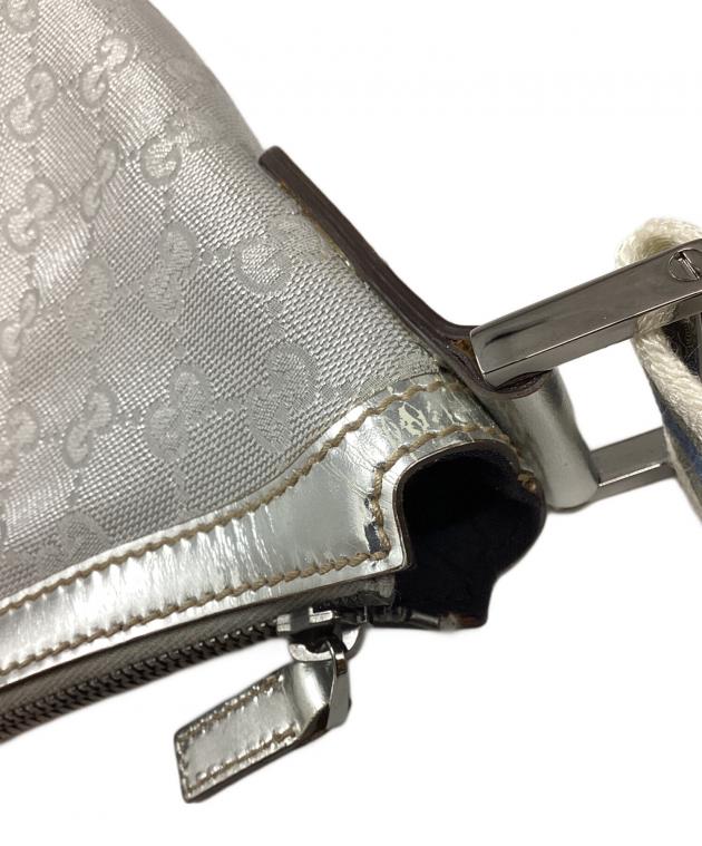 GUCCI グッチ　GG パンチング ショルダーバッグ キャンバス シルバー 中古・古着通販】GUCCI (グッチ) GGキャンバスショルダーバッグ