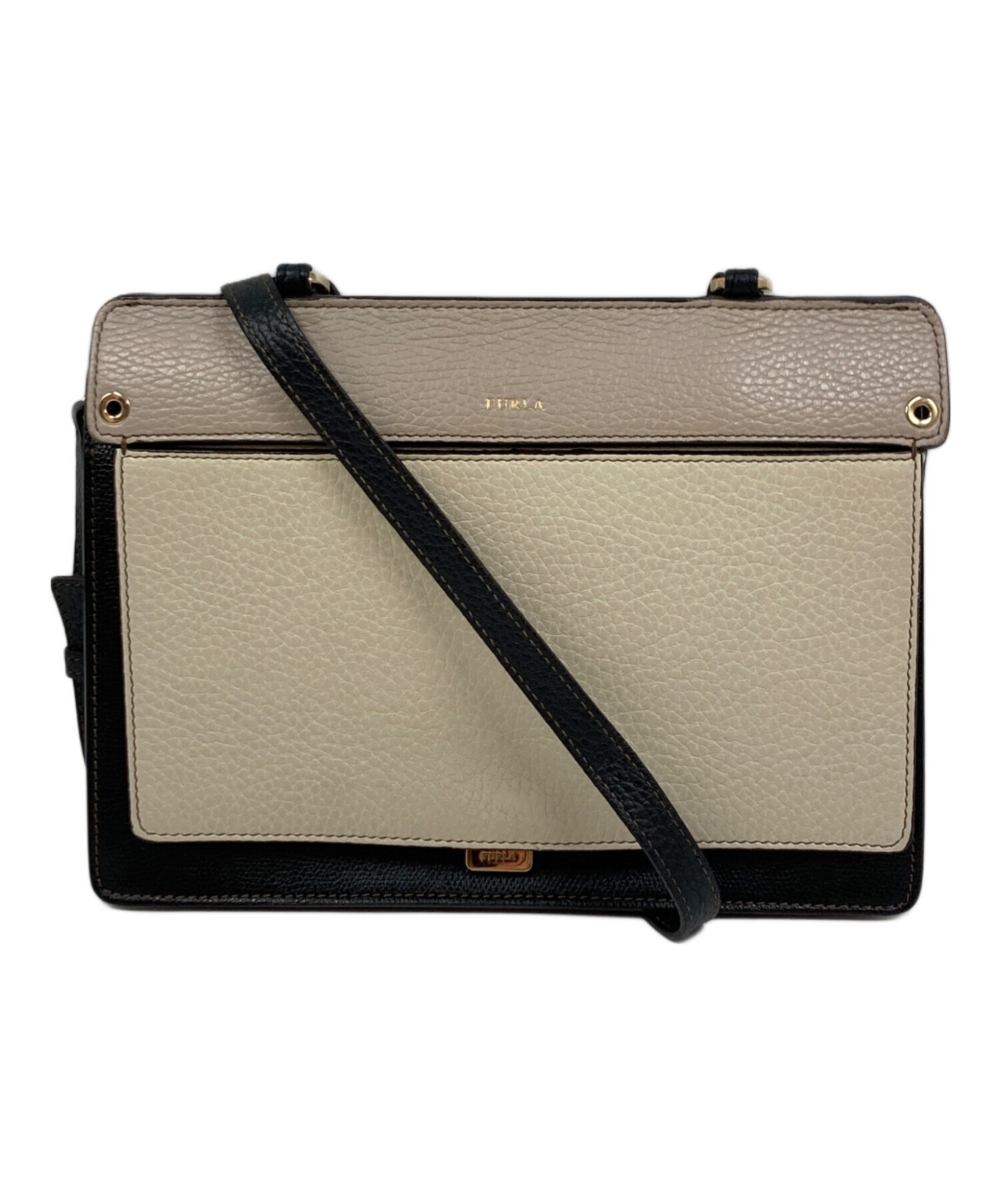 中古・古着通販】FURLA (フルラ) レザー2WAYバッグ ブラック×ベージュ