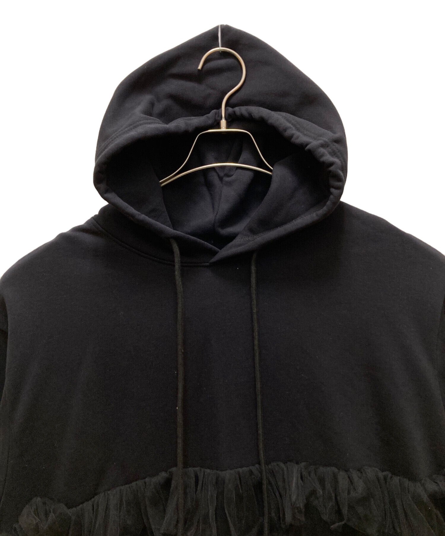 VIVIANO ヴィヴィアーノ　パーカー　スウェット　フリル付き　ブラック 中古・古着通販】VIVIANO (ヴィヴィアーノ) アシンメトリーチュール