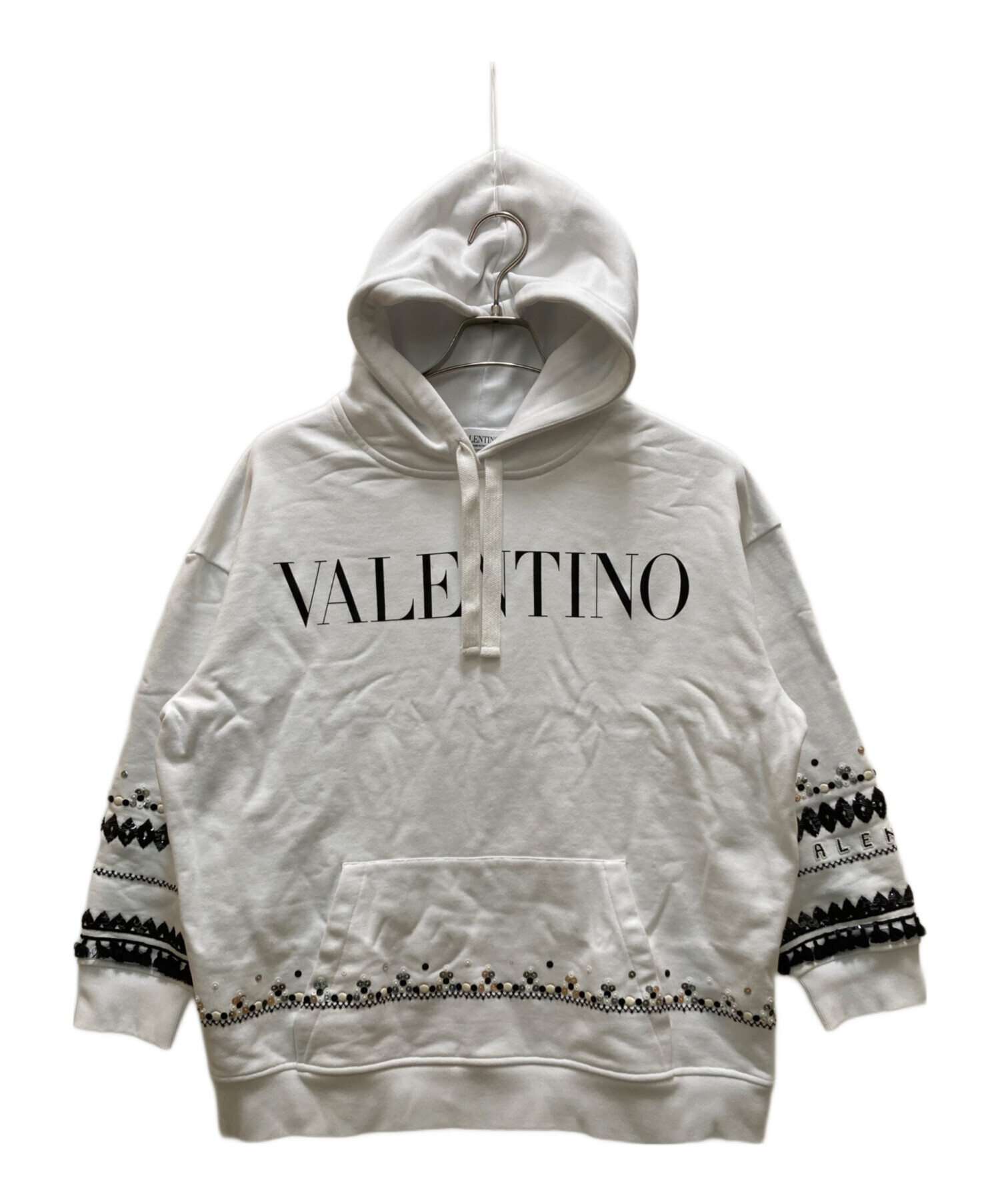 VALENTINO ホワイト ロゴパーカー 中古・古着通販】VALENTINO (ヴァレンティノ) フロントロゴ