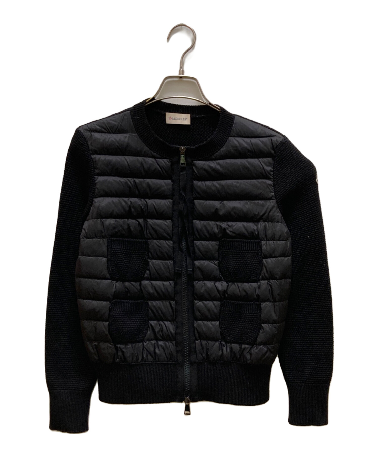 美品 MONCLER モンクレール MAGLIONE ダウンニット ブラック 中古・古着通販】MONCLER (モンクレール) ニット切り替えダウン