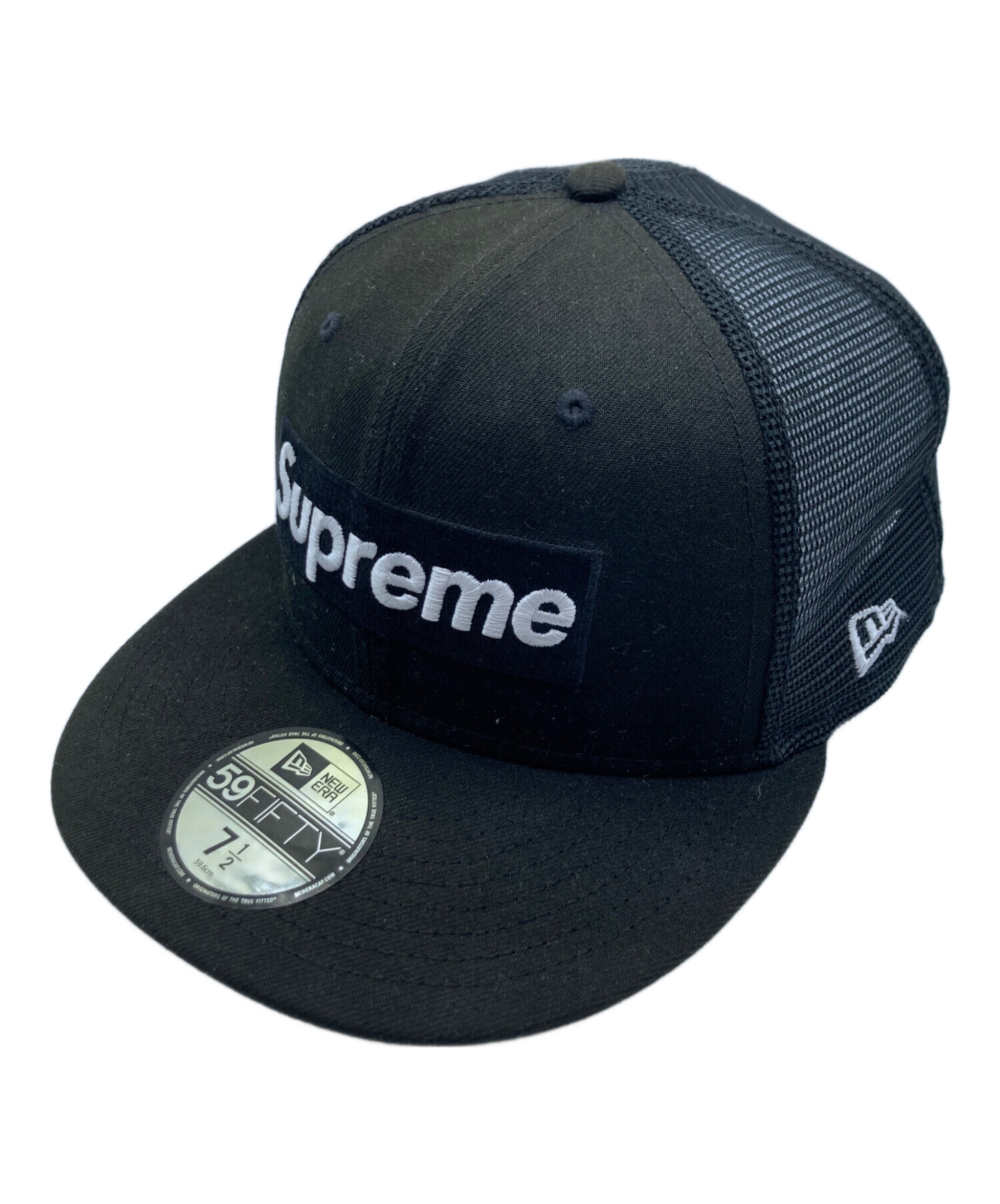 supreme✖️New Era ブラック コラボキャップ 7 1/2 中古・古着通販】New Era (ニューエラ) Supreme (シュプリーム) コラボ