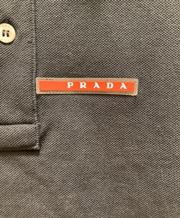 中古・古着通販】PRADA (プラダ) ラバーロゴ鹿の子ポロシャツ ネイビー