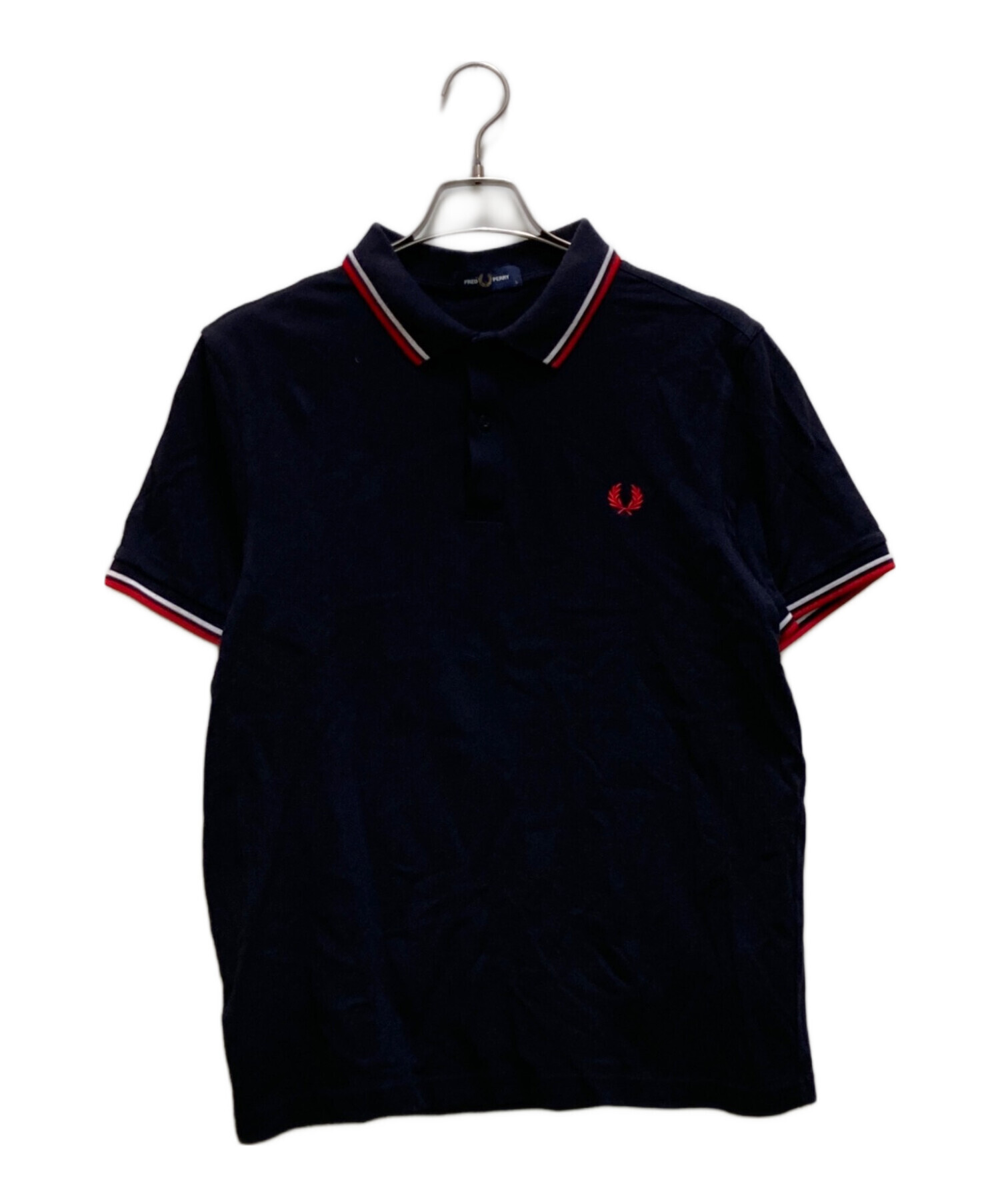 【(値下げ)Fred Perry】(新品・未使用) ブラック ポロシャツ 中古・古着通販】FRED PERRY (フレッドペリー) リブラインポロシャツ