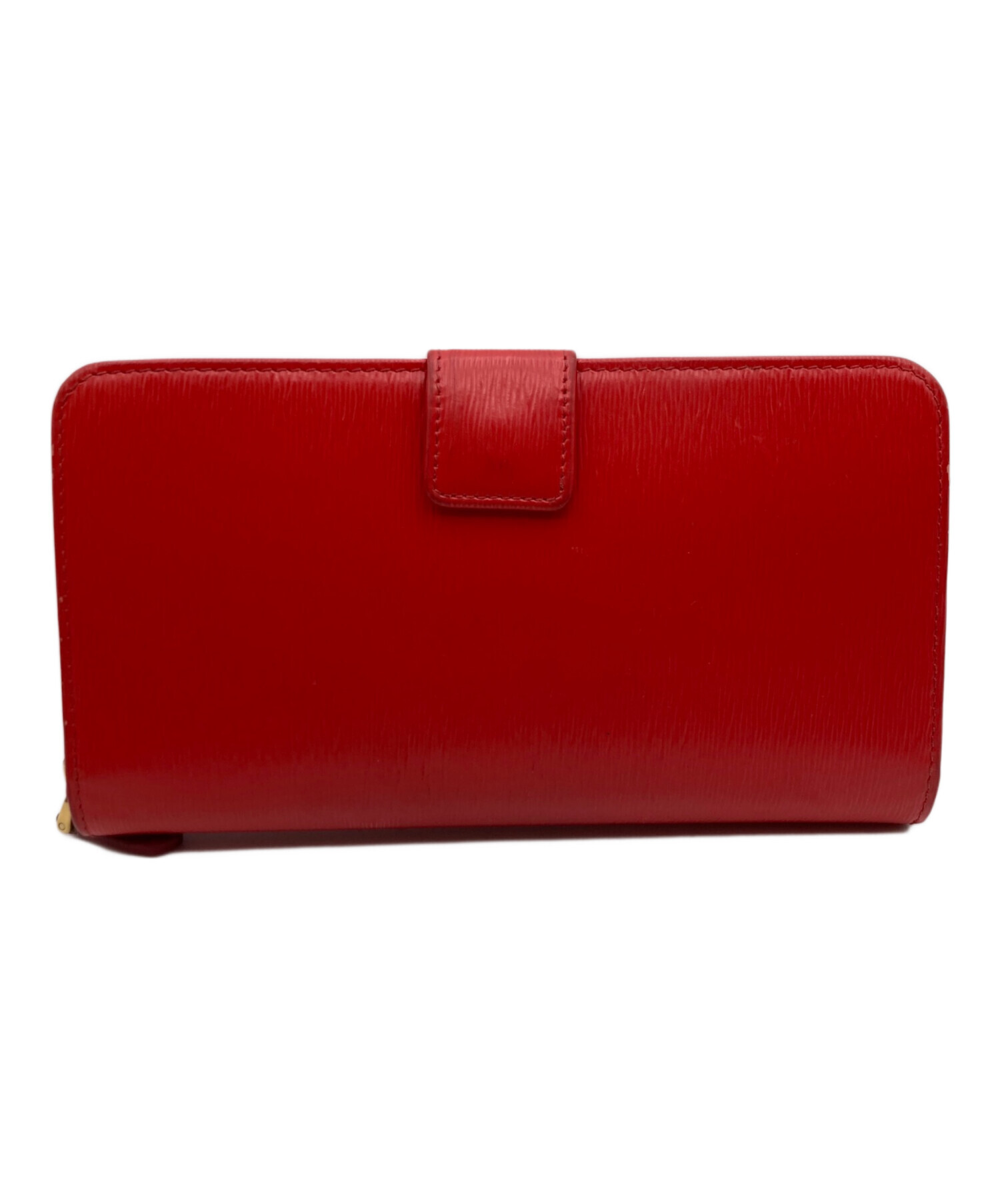 PRADA fuoco リボン 財布 新品 赤 ラウンドジップ プラダ レッド 中古・古着通販】PRADA (プラダ) ラウンドジップウォレット レッド