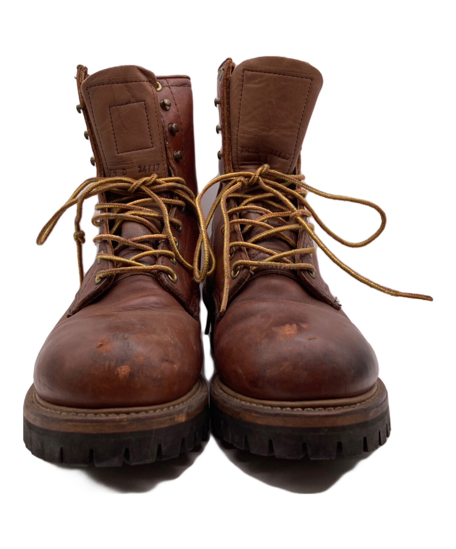 中古】REDWING レッドウイング ロガーブーツ 7 1/2 D 黒 刺繍羽タグ 