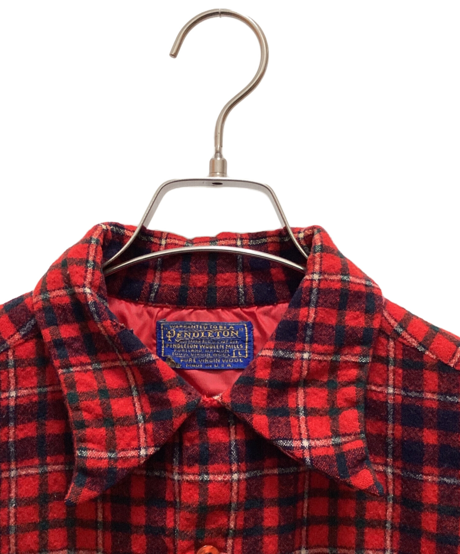 70s PENDLETON シャツ SIZE L 古着 レッド 中古・古着通販】PENDLETON (ペンドルトン) 70s ウールチェック長袖