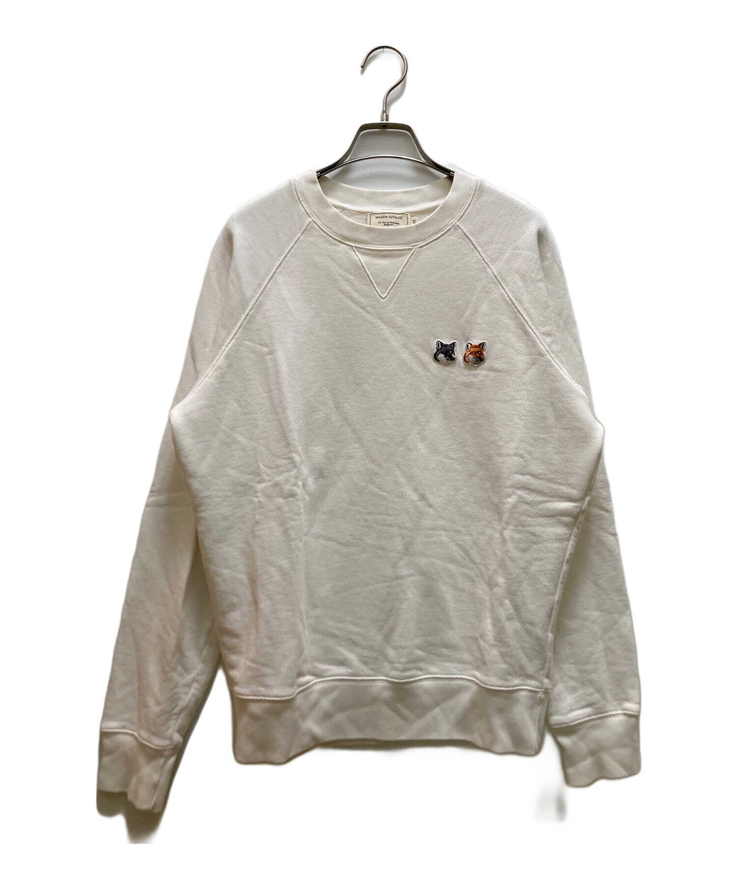 MAISON KITSUNE メゾンキツネ スウェット XXS 白 【古着】【中古】 中古・古着通販】maison kitsune (メゾンキツネ) DOUBLE FOX HEAD
