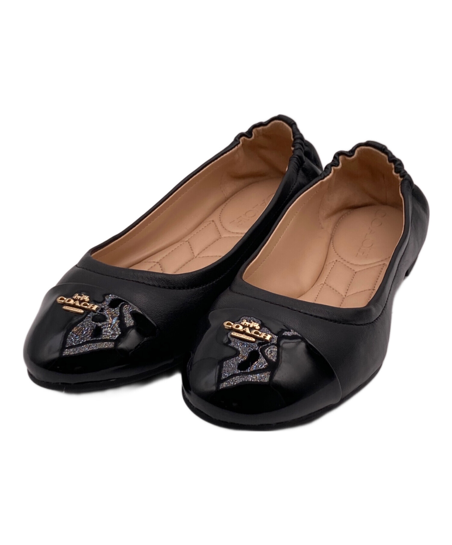 【COACH】シグネチャー　フラットパンプス　バレエシューズ COACH（コーチ） バレエシューズ フラット パンプス 5.5C 黒 /YM