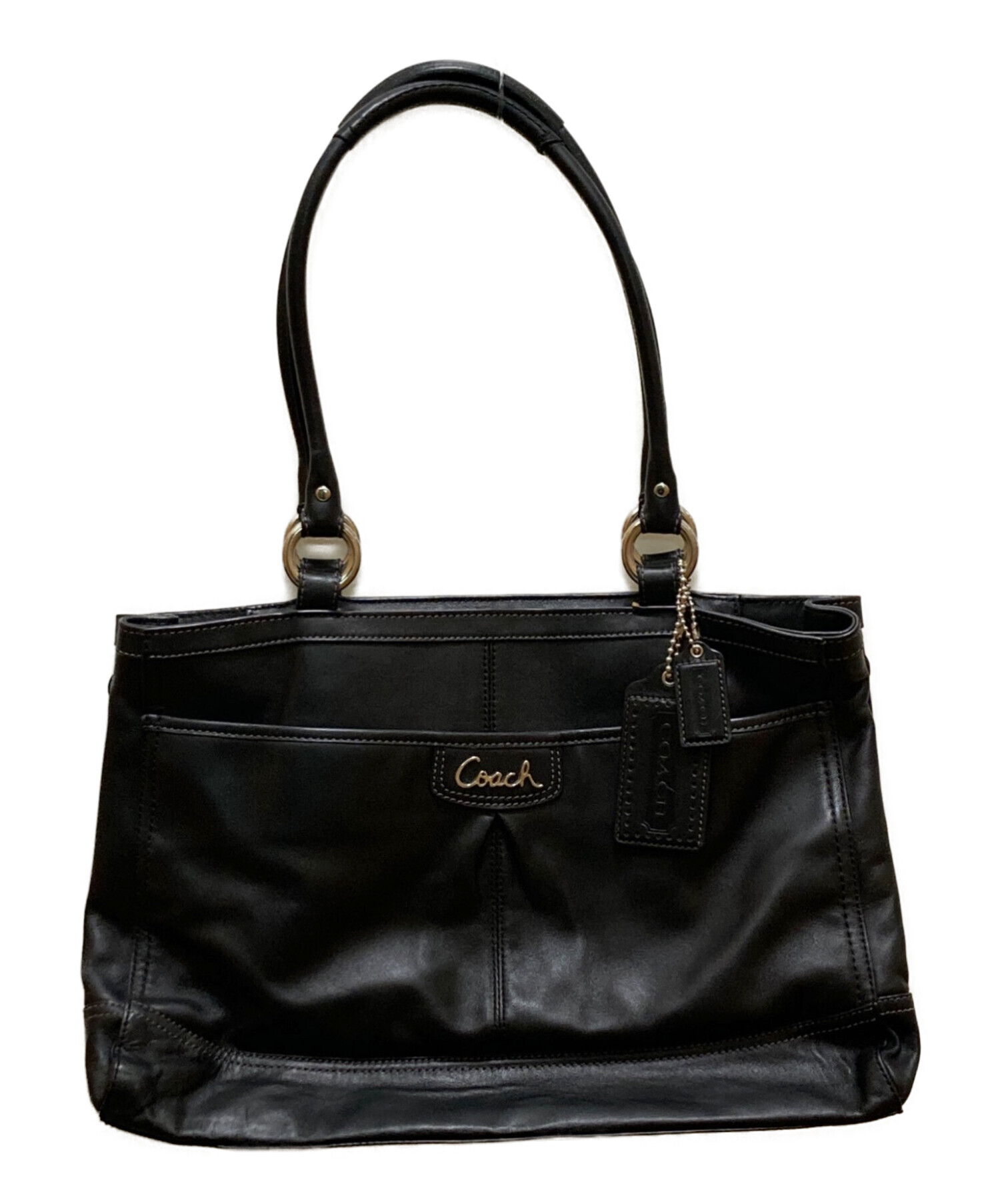 中古・古着通販】COACH (コーチ) レザートートバッグ ブラック