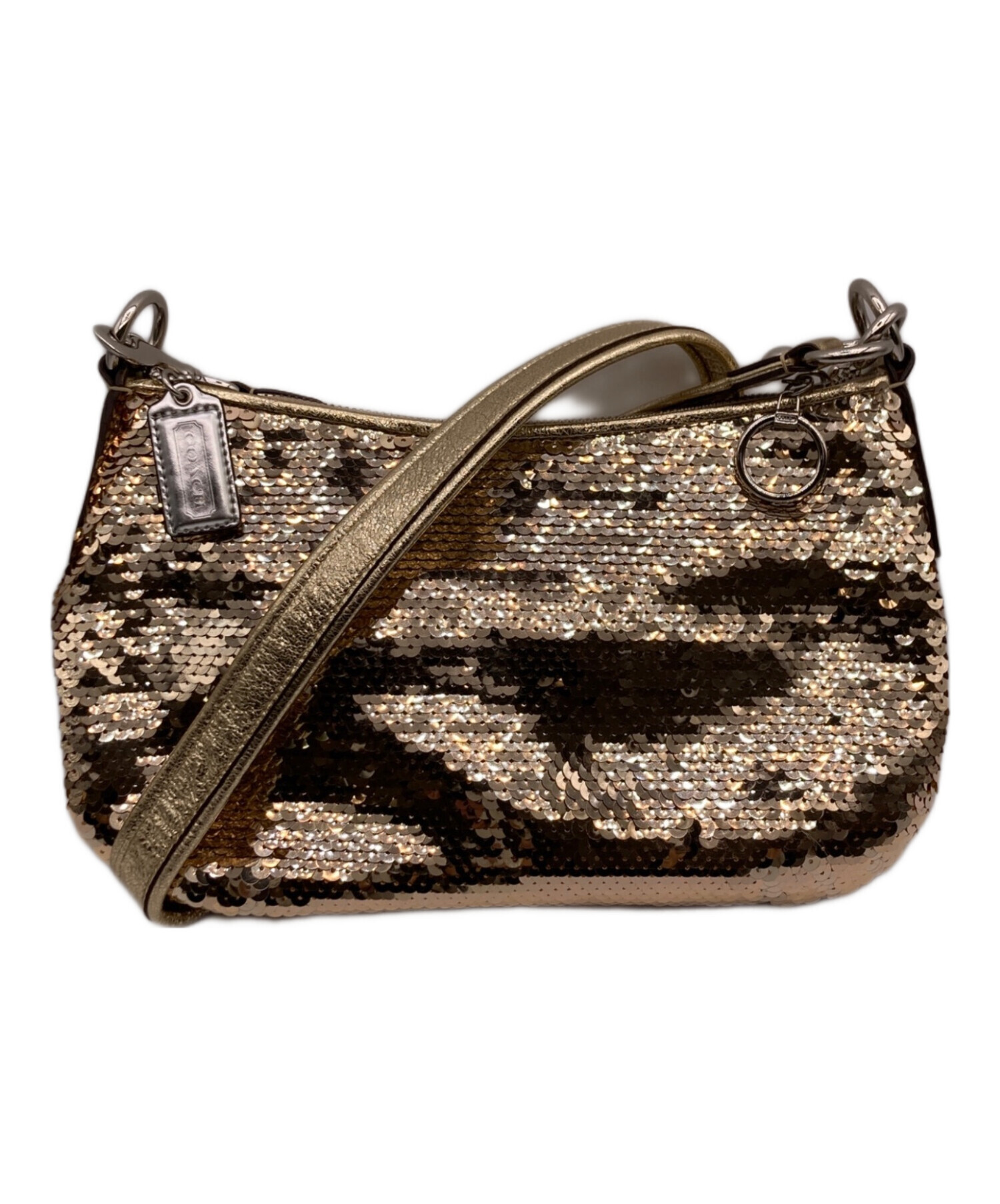 COACH / ポピー 2way スパンコール ハンドバッグ ゴールド 中古・古着通販】COACH (コーチ) ポピー スパンコールクロスボディ