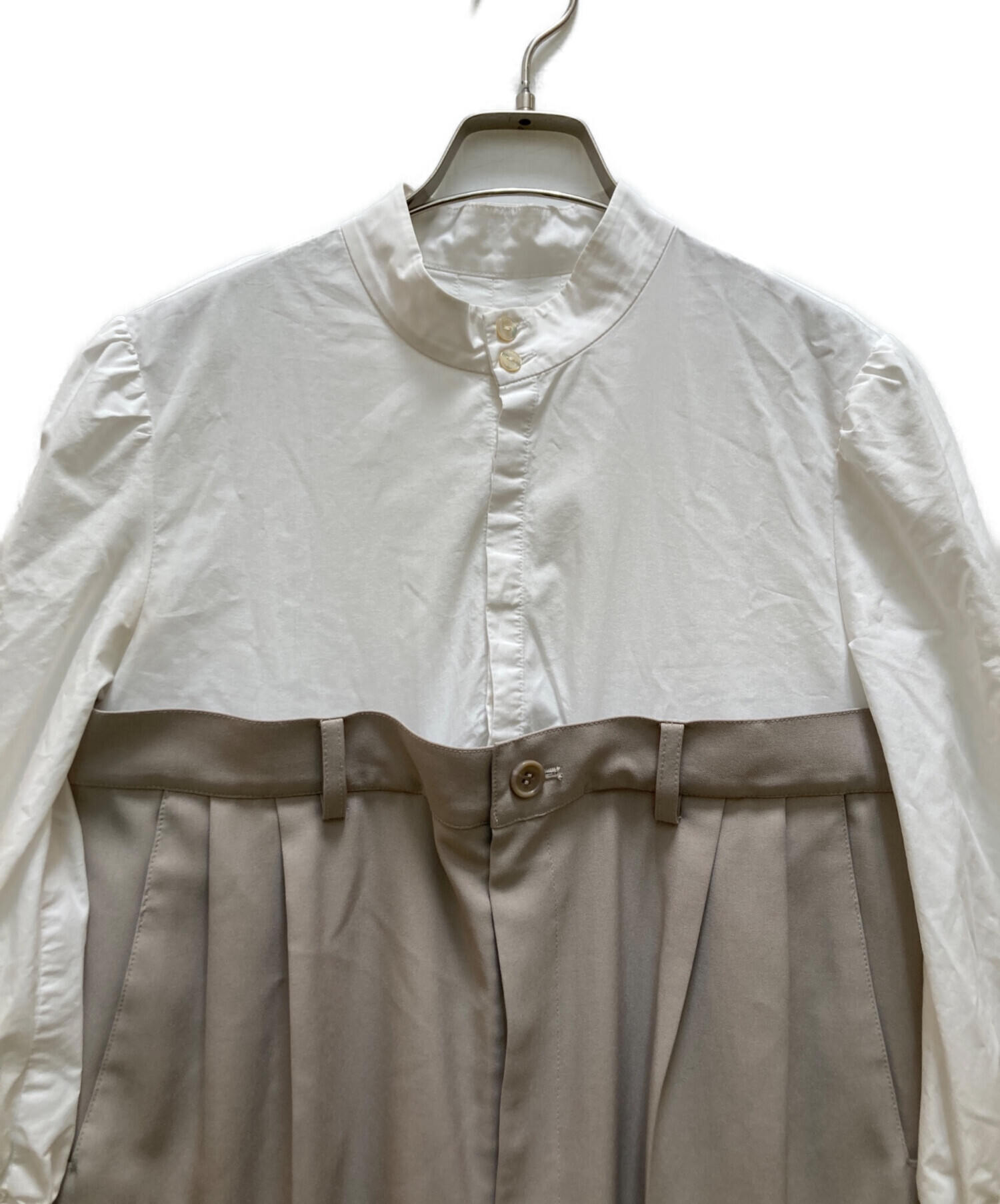 中古・古着通販】Ameri (アメリ) SHIRT DOCKING COMBINAISON ベージュ