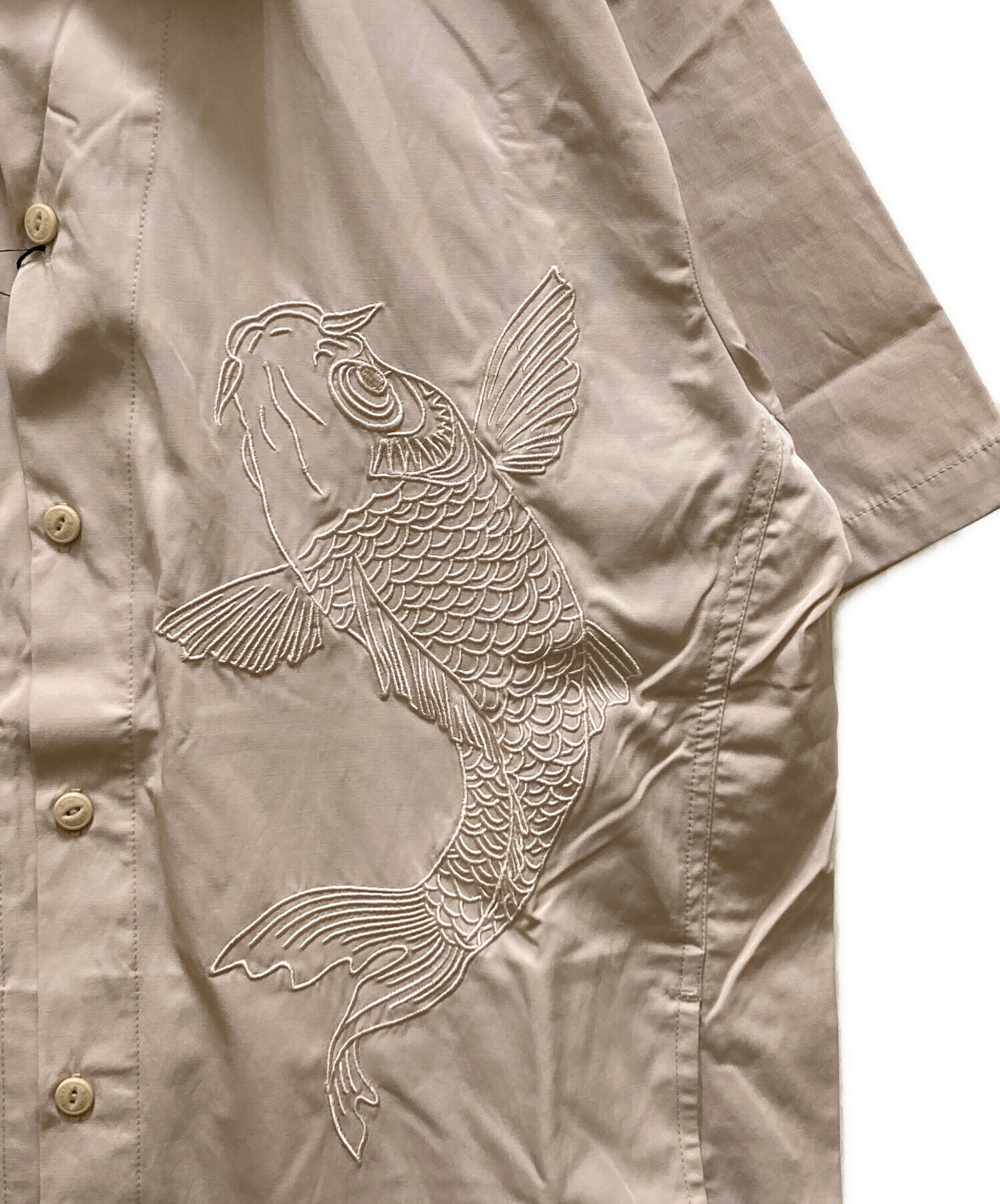 希少 Schott オープンカラーシャツ 鯉刺繍 中古・古着通販】Schott (ショット) 鯉 刺繍 オープンカラーワーク