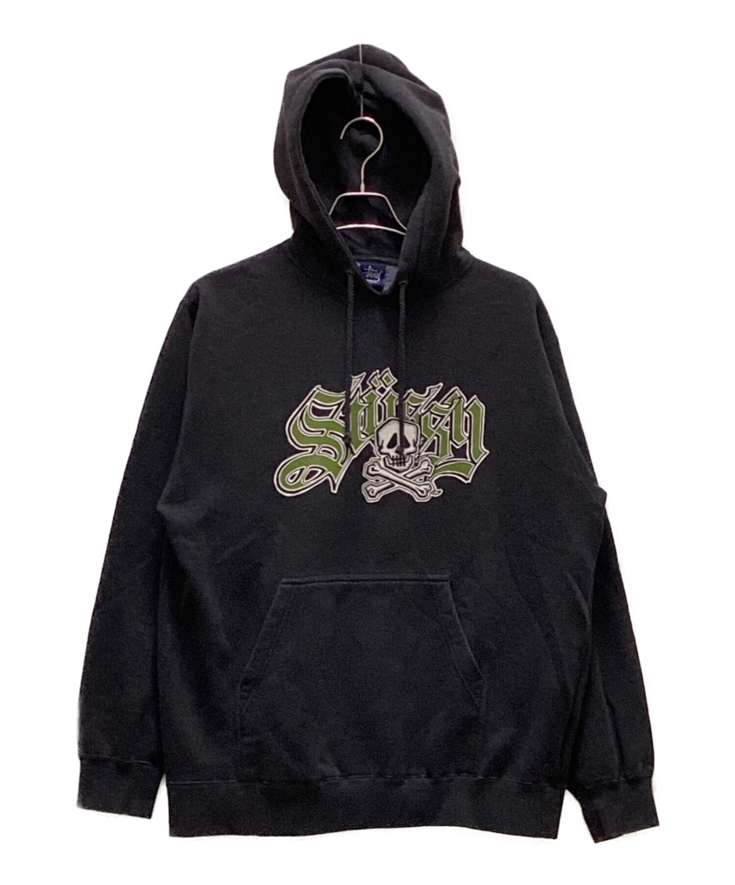 STUSSY パーカー 80s 黒タグ OLD スカル サーフ 古着 中古・古着通販】stussy (ステューシー) スカルロゴプルオーバー