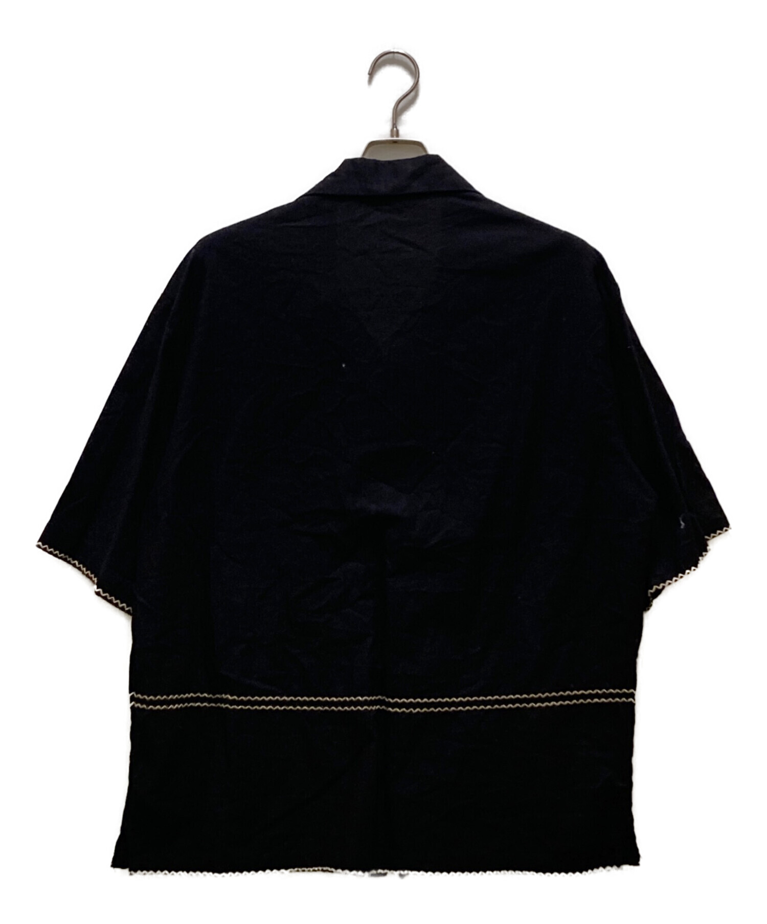 中古・古着通販】ZARA (ザラ) 刺繍オープンカラーシャツ ブラック