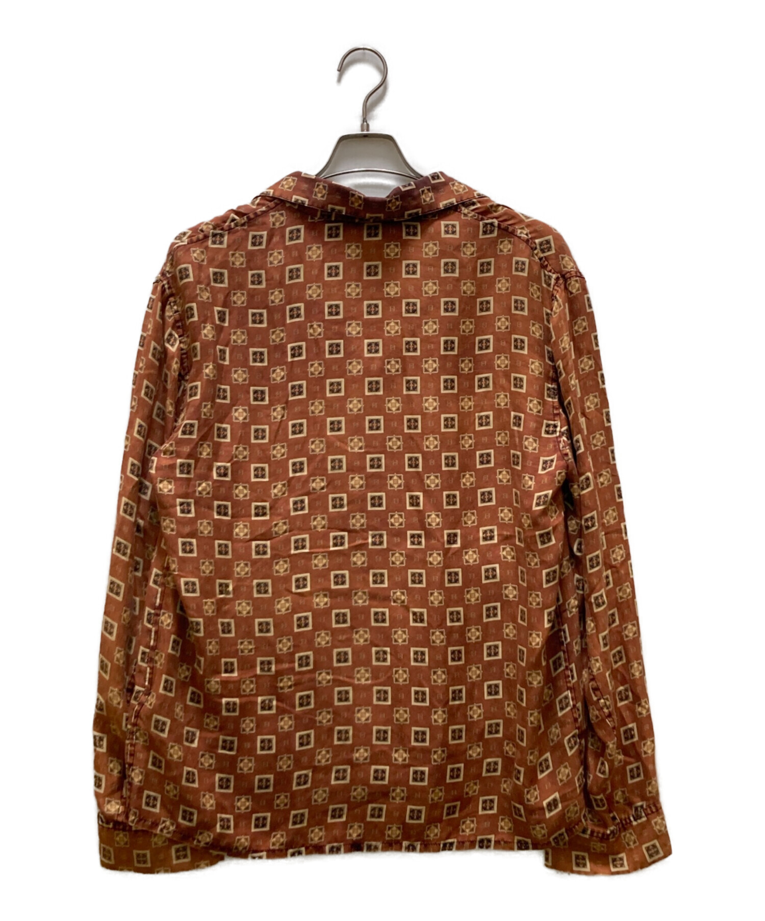 中古・古着通販】ZARA (ザラ) 総柄シルクパジャマシャツ ブラウン 