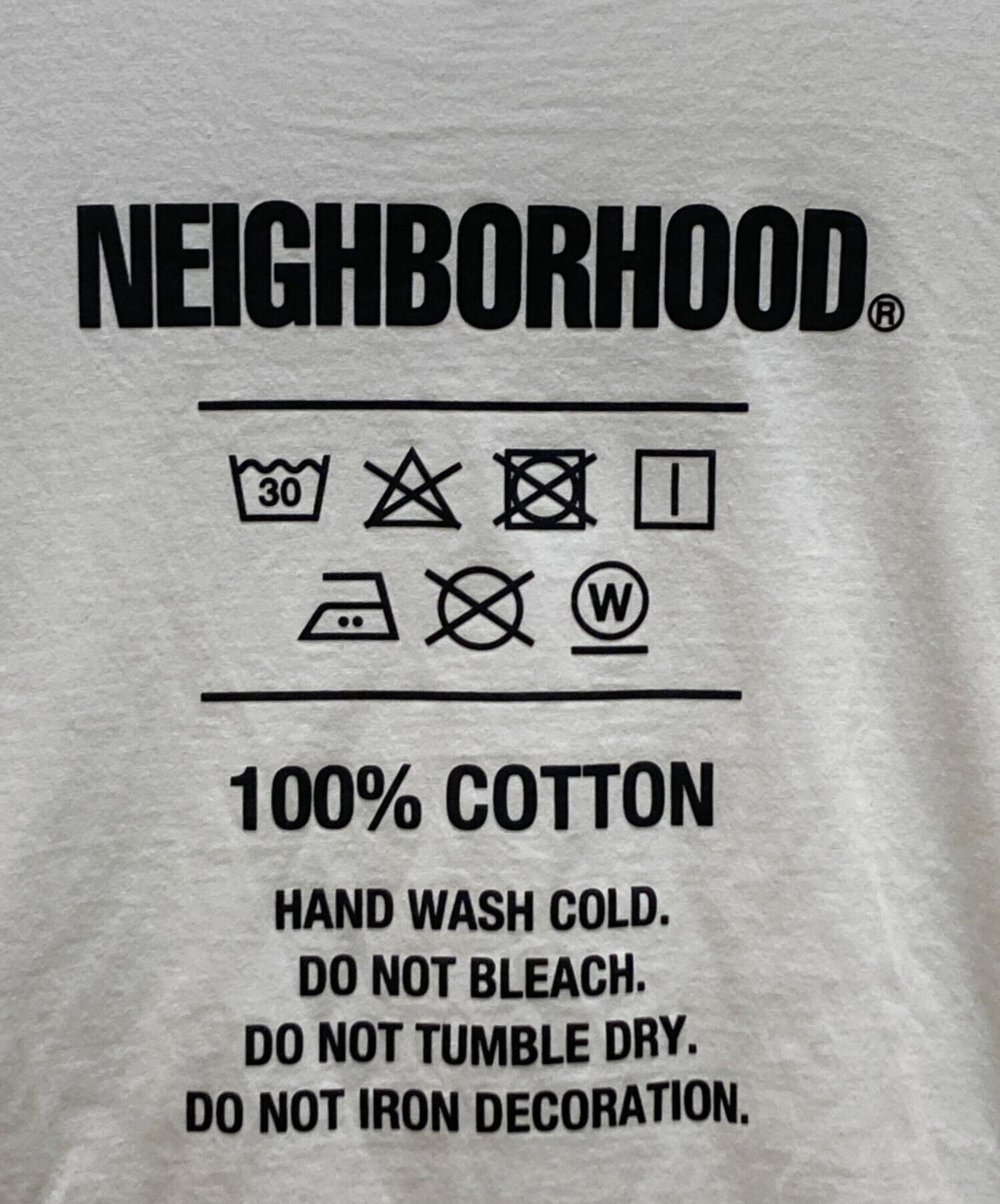 中古・古着通販】NEIGHBORHOOD (ネイバーフッド) 洗濯表示 Tシャツ 