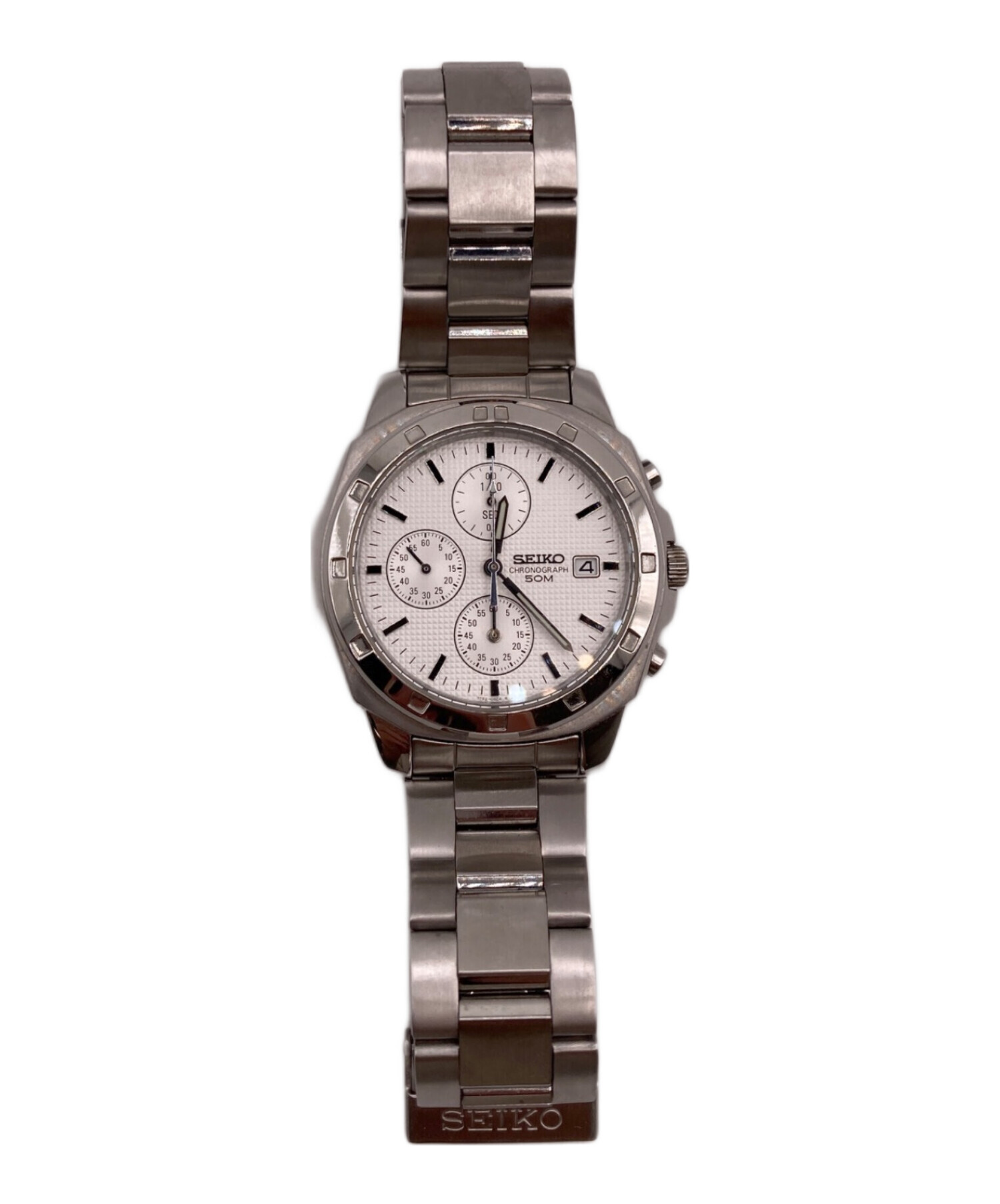 【値下げ・動作確認済】セイコー SEIKO クロノグラフ ケース・予備コマ付 中古・古着通販】SEIKO (セイコー) クロノグラフ シルバー｜ブランド