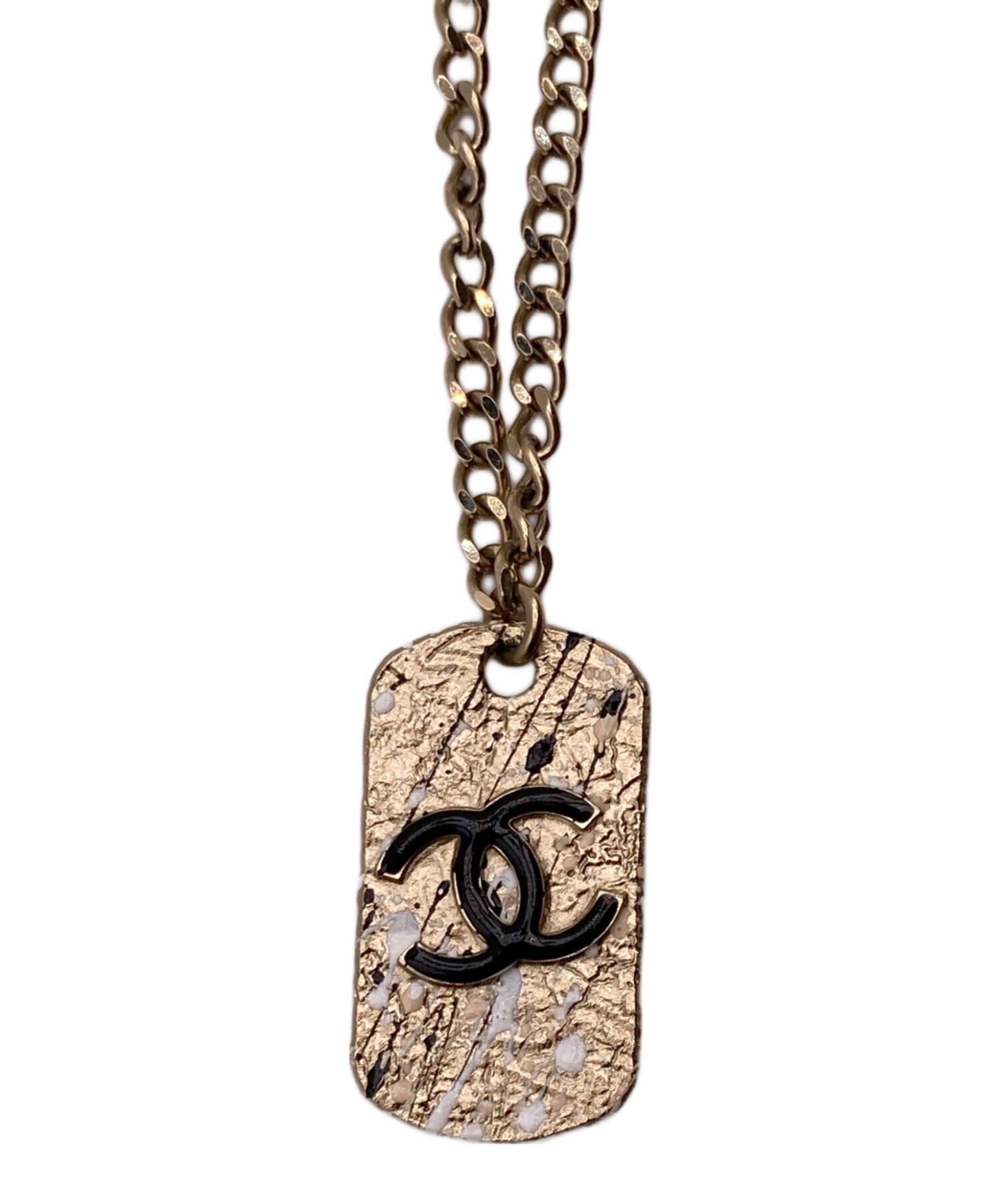 CHANEL ドッグタグ ネックレス ゴールド 中古・古着通販】CHANEL (シャネル) ドックタグネックレス ゴールド